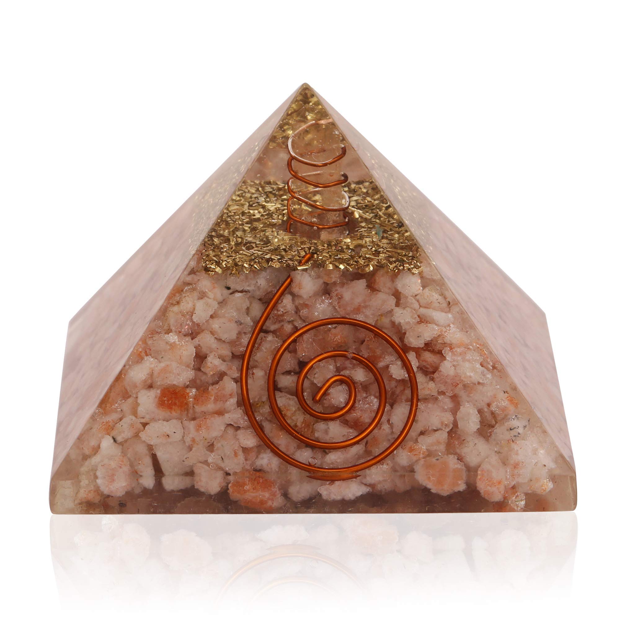 Sunstone Orgone Pyramid - EMF Protection & Healing Crystal Energy Generator for Home, Office & Meditation | Positive Energy & Stress Relief
