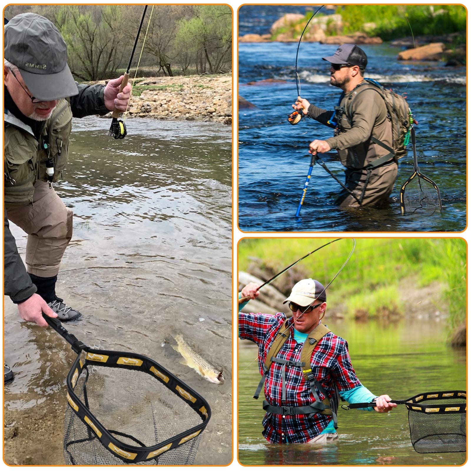 **PLUSINNO Carbon Fiber Telescopic Fishing Rod and Reel Combo with Floating Net - Ideal for Steelhead, Salmon, Fly, Kayak, Catfish, Bass, and Trout Fishing - Perfect for Freshwater and Saltwater Angling Adventures**