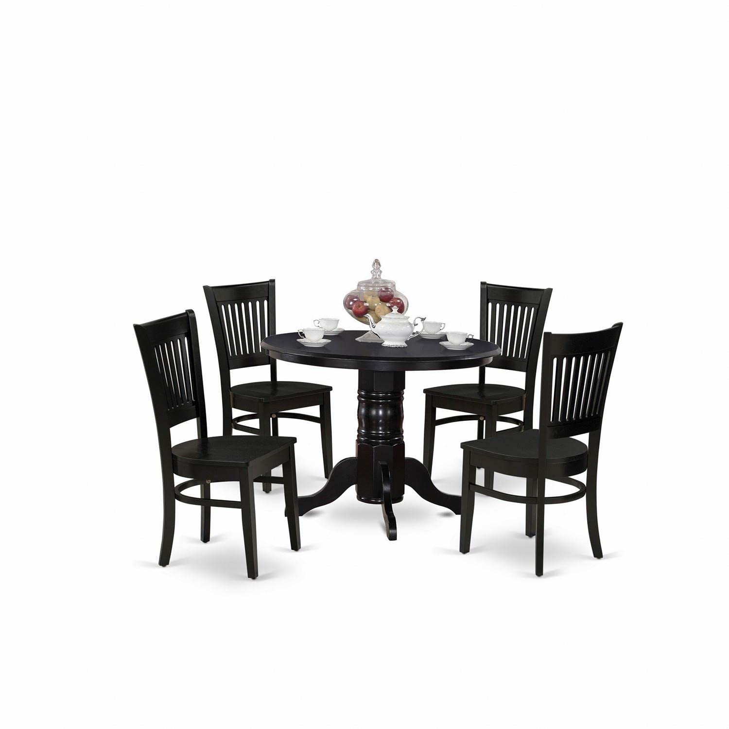 East West Furniture SHVA5-BLK-W 5-Piece Black Dining Set with 42