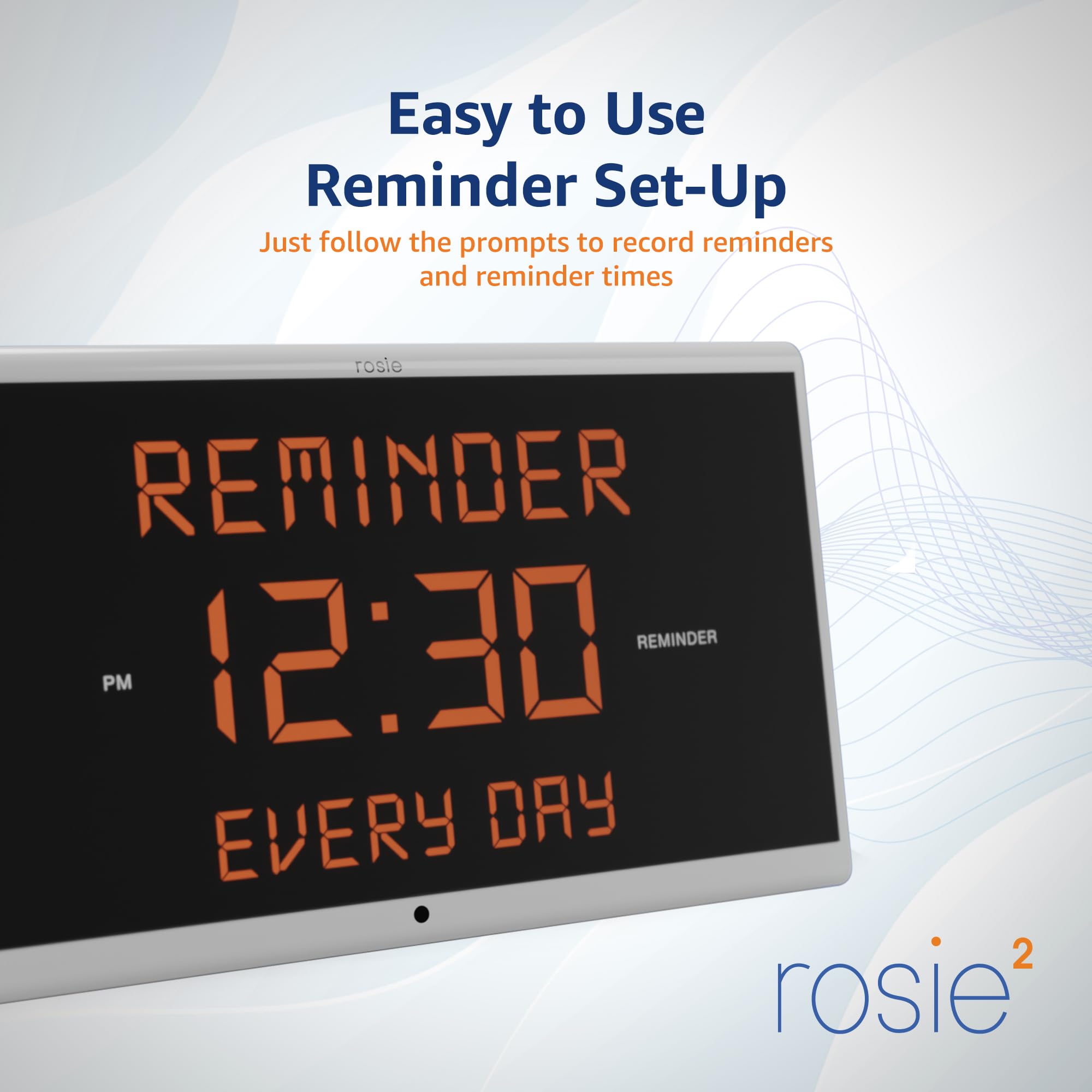 Simpl Rosie Reminder Large Display Talking Alarm Clock – 25 Custom Voice Alerts, Dementia & Alzheimer’s Friendly Senior Clock, Voice Activated, Easy-to-Use, 100ft Range (Rosie 2) – Perfect for Bedrooms, Nursing Homes & Memory Care Facilities