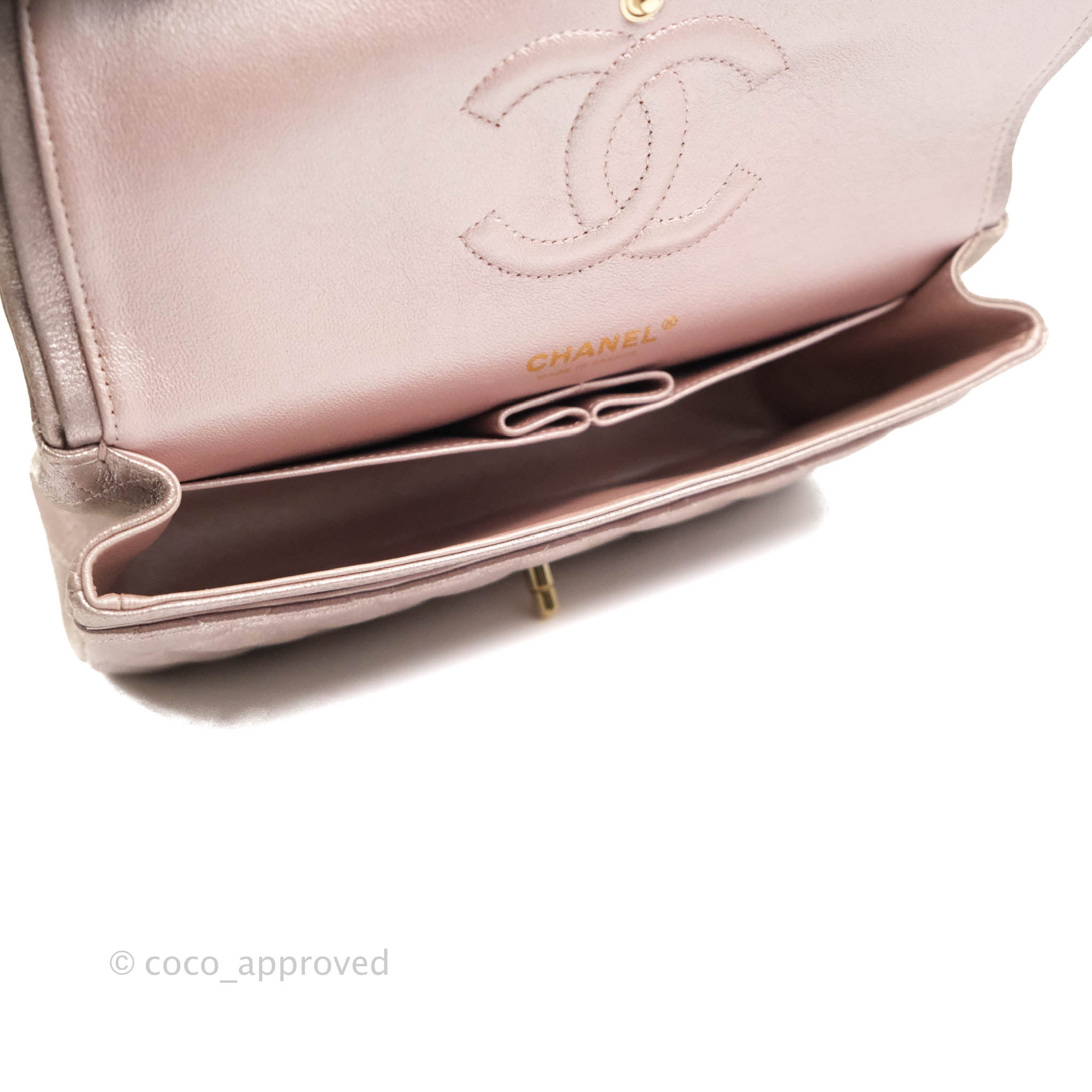Chanel Classic M/L Medium Double Flap Bag in Rose Gold Pink Lambskin with Gold Hardware - Luxury Handbag for Women, Perfect for Parties, Weddings & Special Occasions