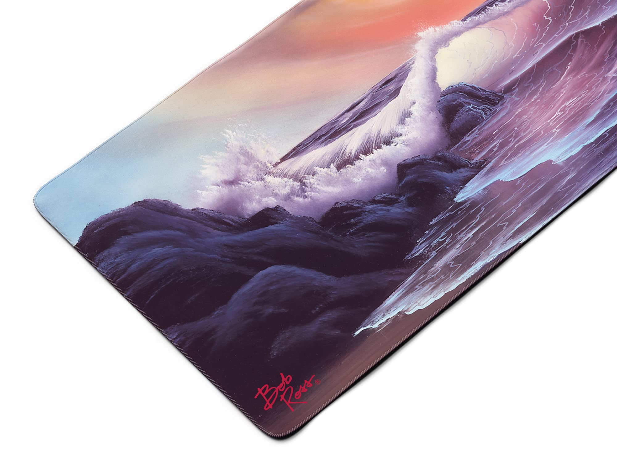 Bob Ross Stormy Seas Large Ergonomic Desk Mat - Non-Slip Gaming Mouse Pad for Computer, Wireless Mouse & Keyboard | Perfect for Office Work, Gaming & Home Office Setup