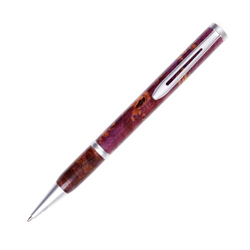 Lanier Pens Longwood Twist Pen - Brushed Satin Finish - Purple Maple Burl Wood - Elegant Writing Instrument for Office, Gifts & Special Occasions