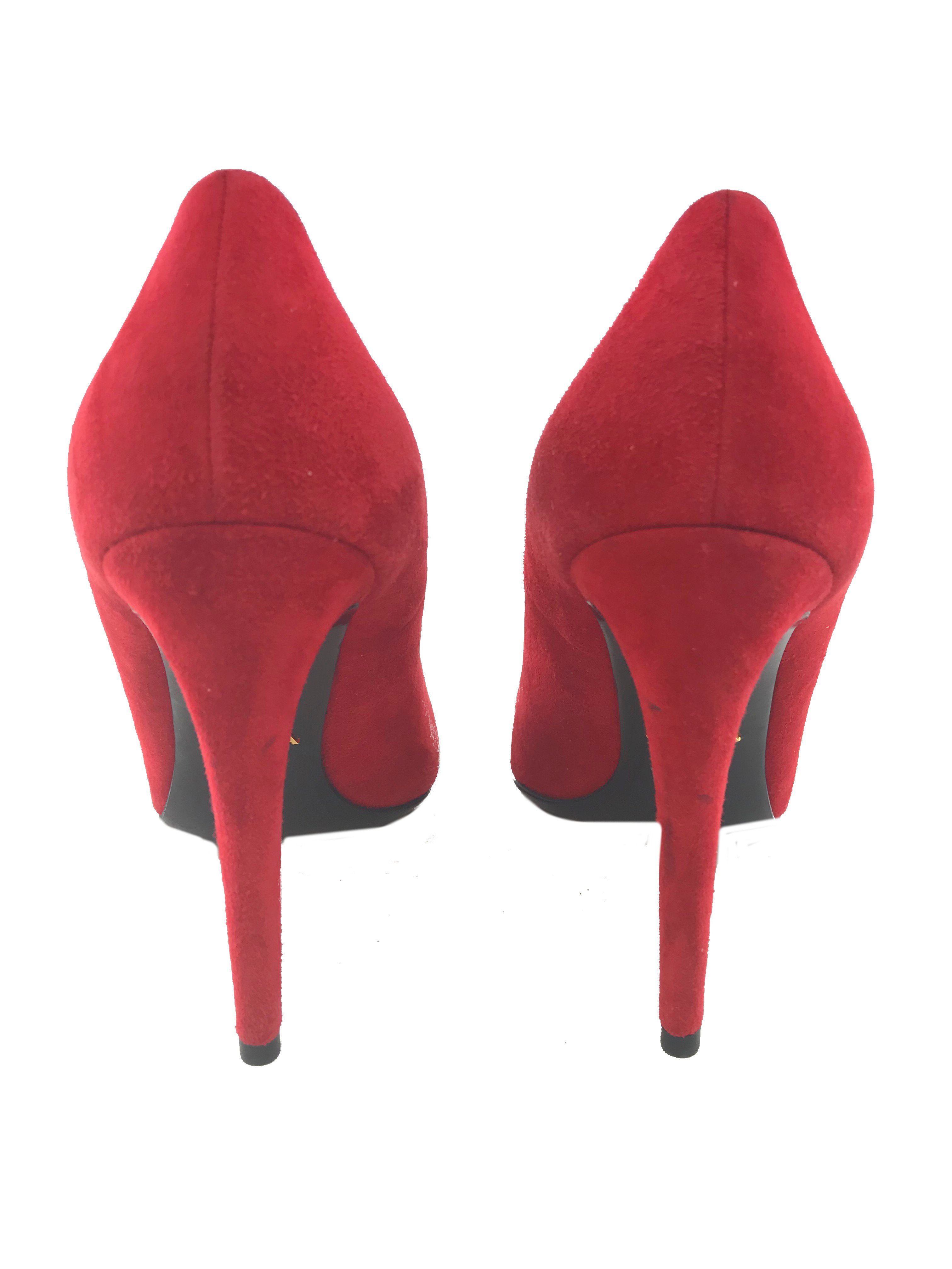 Prada Suede Pointed Toe Pumps Women's Heels Size 7.5 US - Perfect for Office Wear, Parties & Formal Events