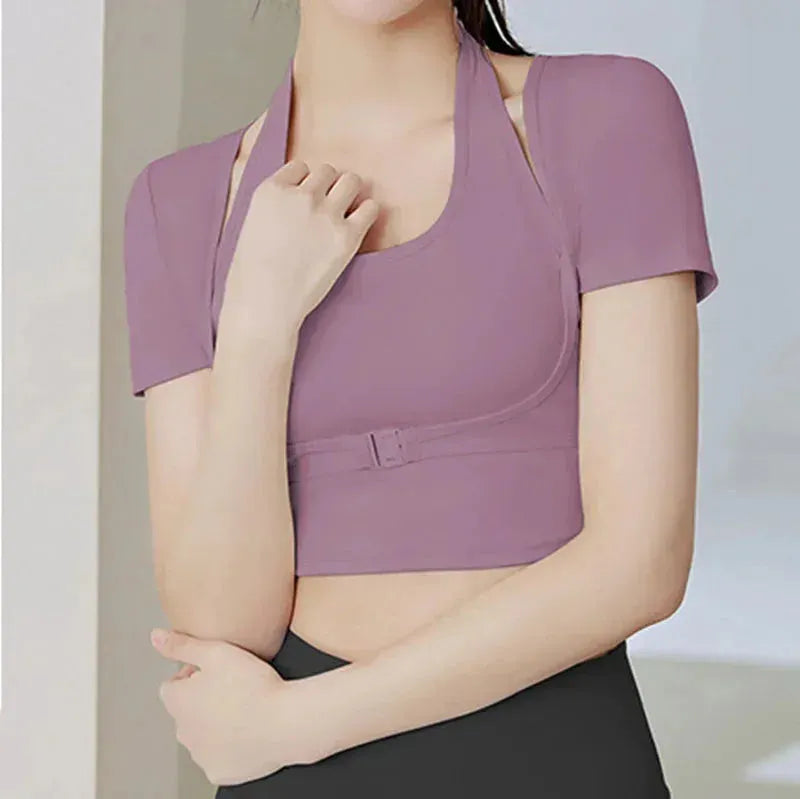 purple short sleeve