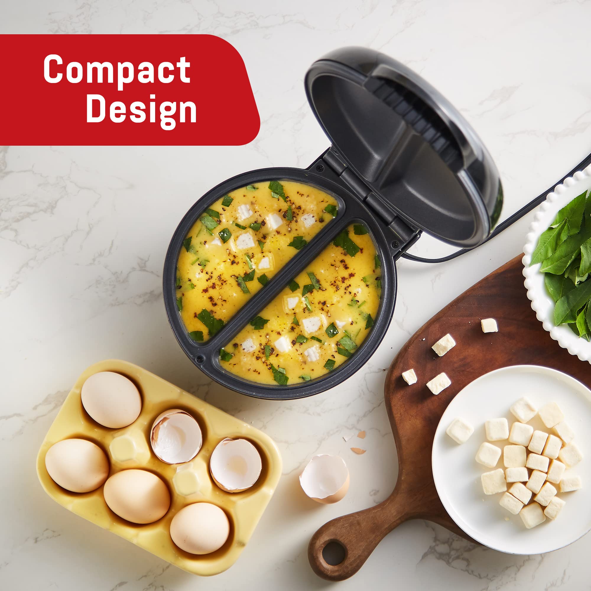 Elite Gourmet EOM205 Non-Stick Omelet Maker - 2 Individual 6.5