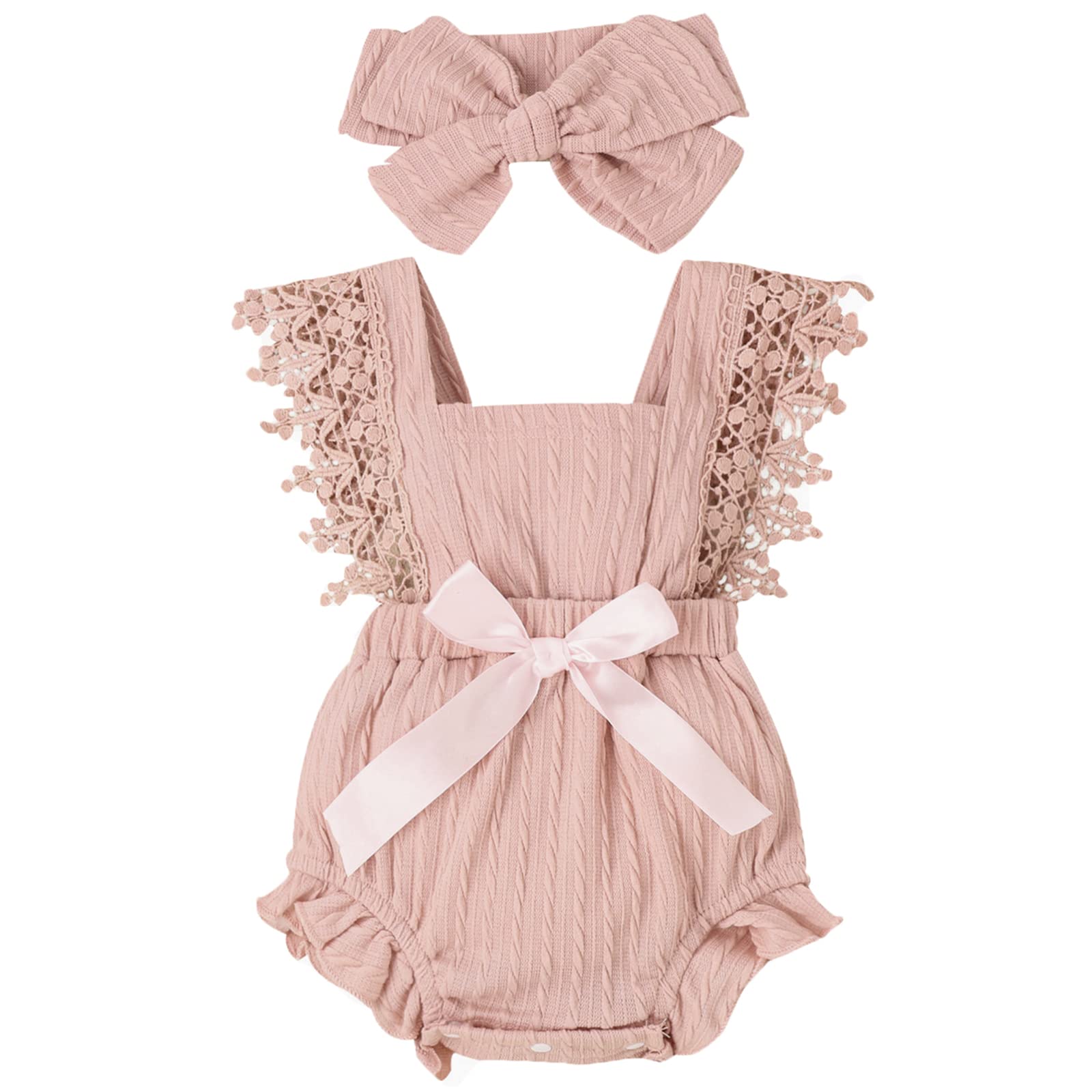 Adorable Baby Girl Rompers - Sleeveless Lace Summer Outfits with Ruffles for Newborns | Perfect for Photoshoots, Parties & Playtime