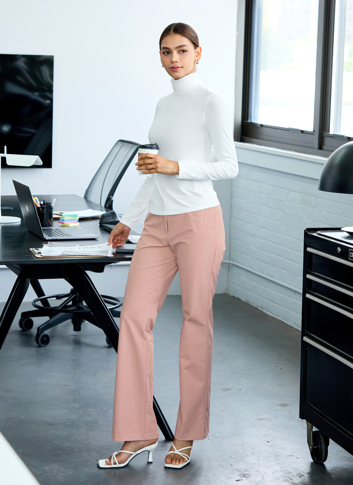 Women's Fluffy Bootcut Twill Pants - Soft & Stretchy Winter Slacks for Casual Wear & Office Outfits
