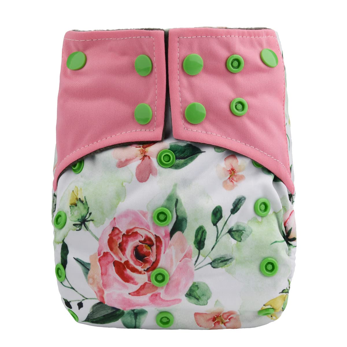 Best Reusable AIO Cloth Diapers for Night - 3-in-1 Washable Nappies with Sewn-in Insert (Scale Floral) | Eco-Friendly Baby Essentials for Daycare & Overnight Use