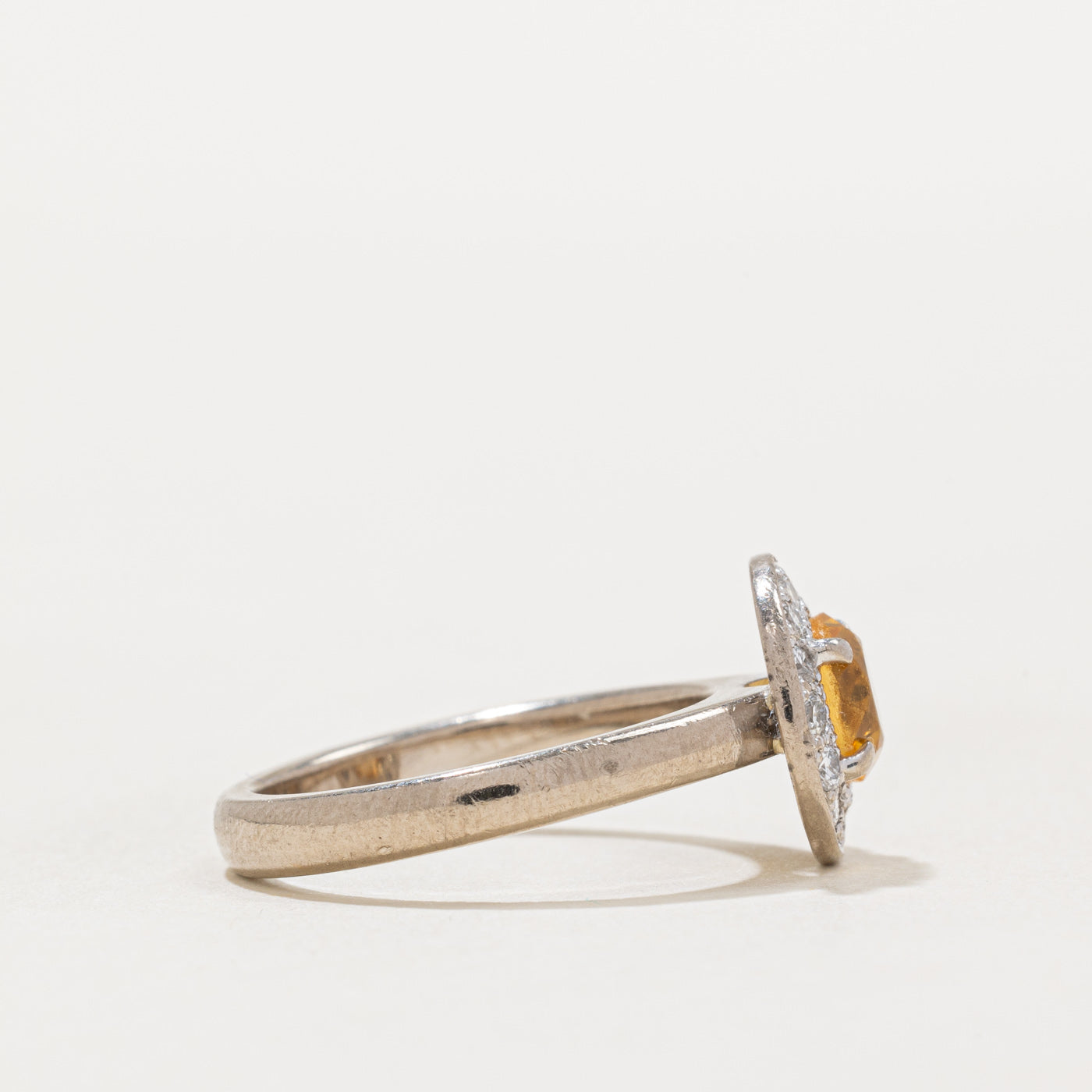 Natural Citrine & Diamond Halo Ring - 0.75ct Citrine & 0.28ctw Diamond Accents - Size 5.75 - Elegant Birthstone Jewelry for Women - Perfect for Anniversary, Birthday & Special Occasion Gifts