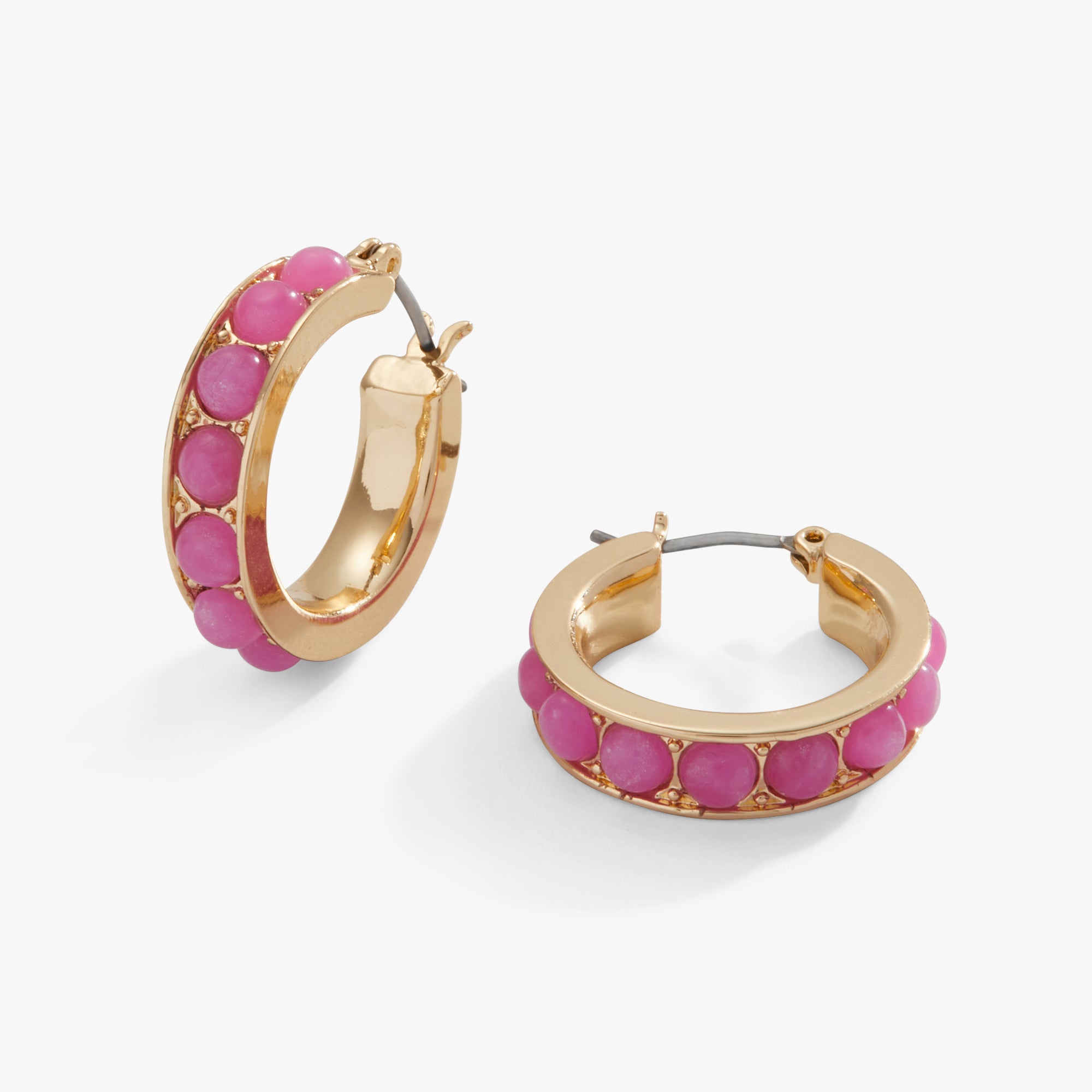 Reconstituted Pink Agate Hoop Earrings for Women - Elegant Gemstone Jewelry for Everyday Wear & Special Occasions