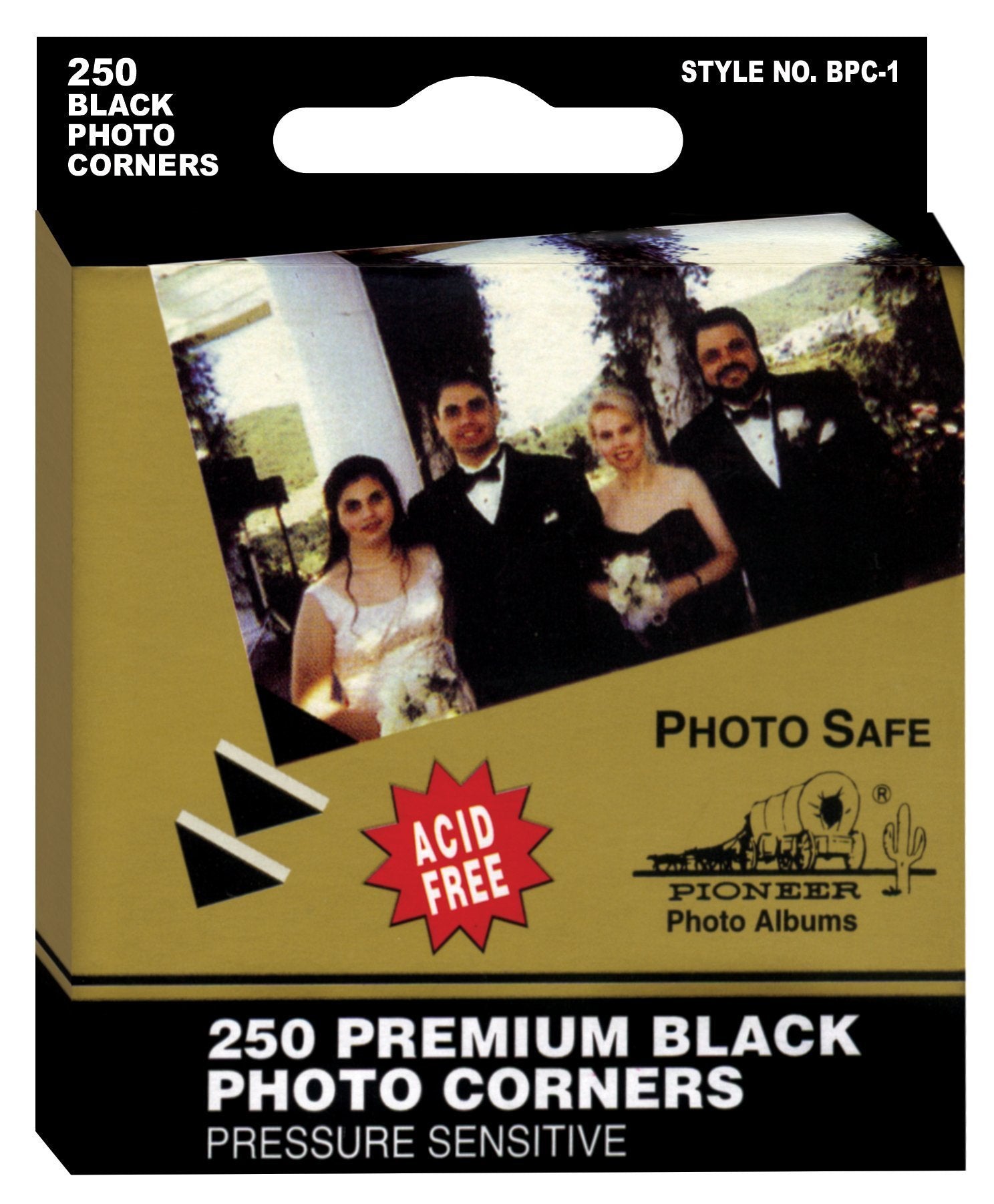 Pioneer Photo BPC1 Self-Adhesive Black Corners - 250/Pack - Perfect for Scrapbooking, Photo Albums, and Framing Memories