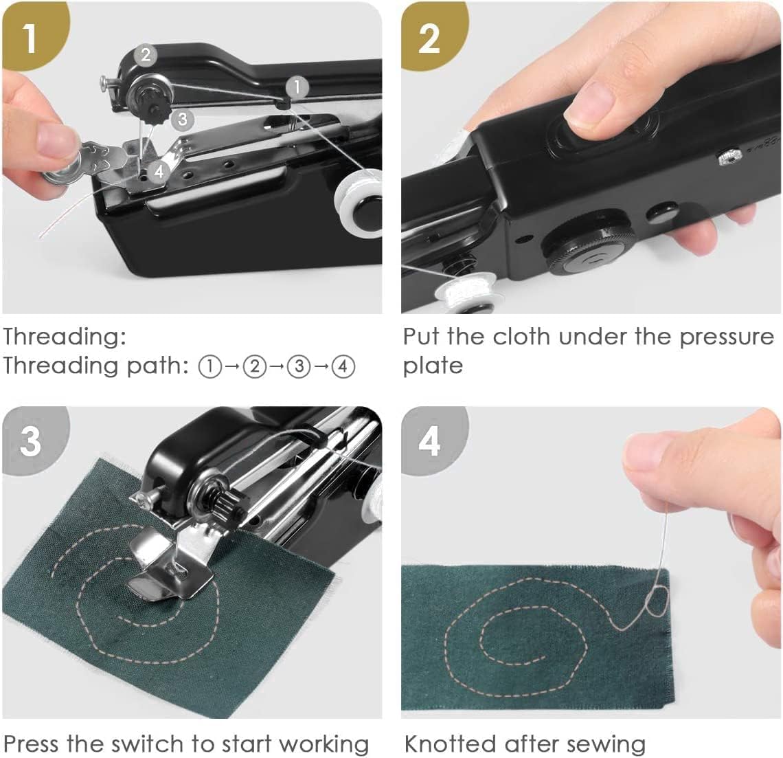 Gofemial Portable Mini Sewing Machine for Beginners - Electric Handheld Sewing Machine for Kids, Clothes & Fabrics - Perfect for Travel, Home Use & DIY Projects