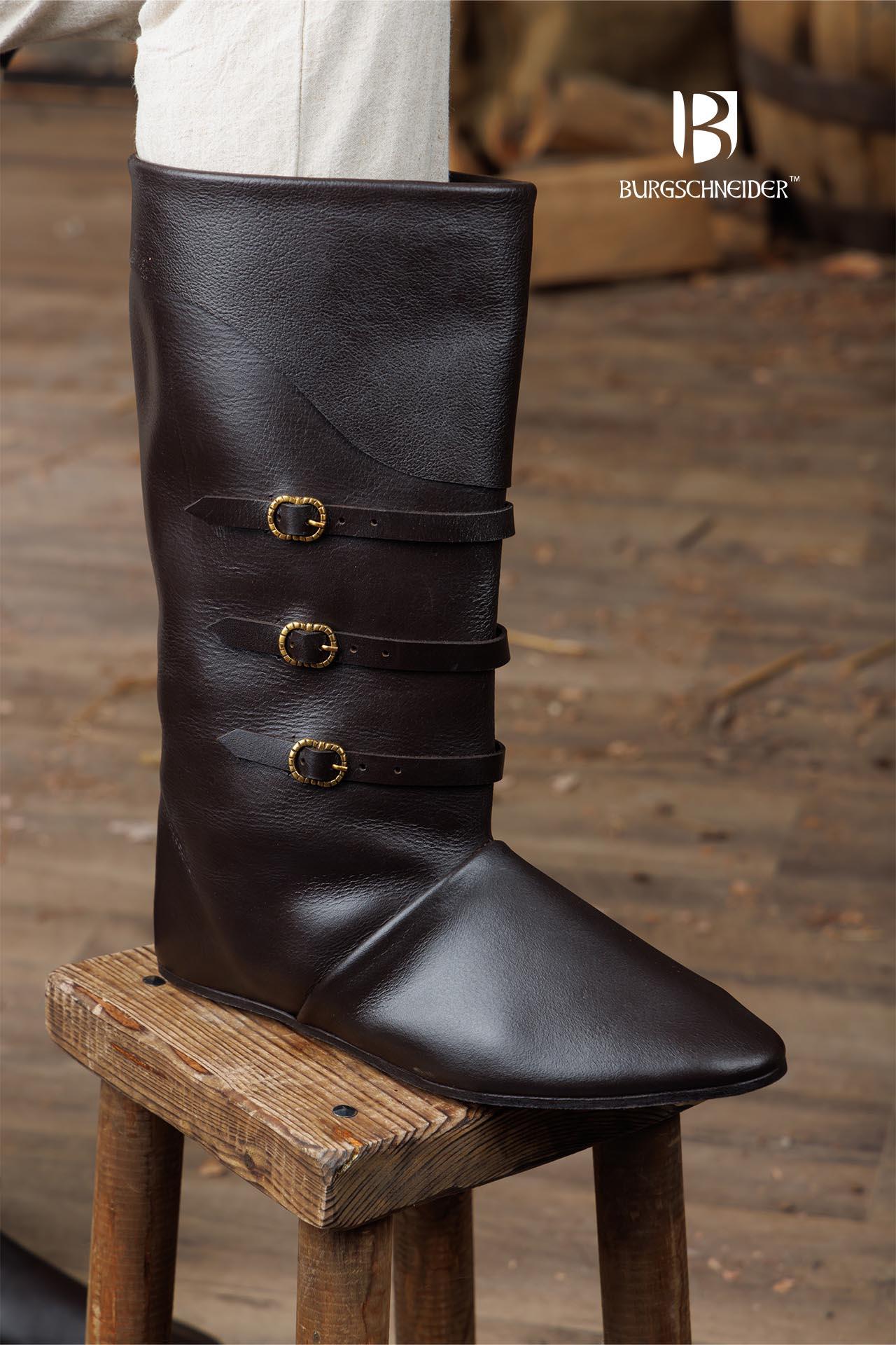 Authentic Medieval Boots for Men - Ernest Light Brown Leather Riding Boots - Perfect for Renaissance Fairs, LARP, Cosplay & Historical Reenactments