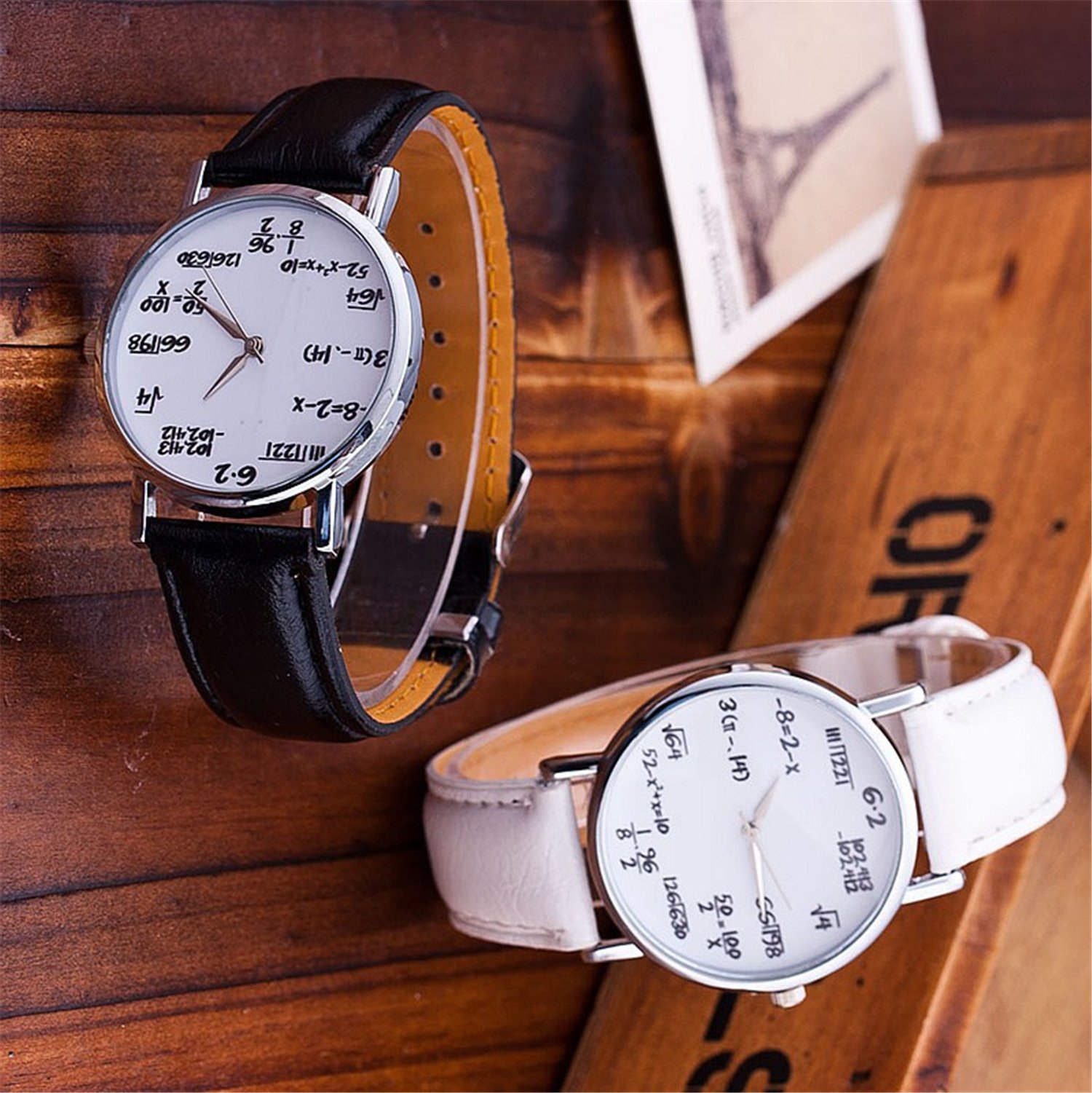 Stylish Unisex Math Formula Equation Dial Leather Quartz Watch for Students & Professionals - Perfect for School, Office & Casual Wear (Black)