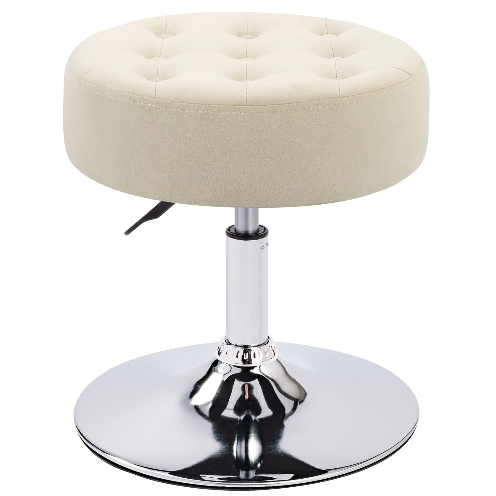 Furnimart Modern Round Velvet Vanity Ottoman Stool - Contemporary Makeup Seat with Storage for Bedroom, Living Room & Entryway - Perfect for Dressing Table, Makeup Area & Home Decor