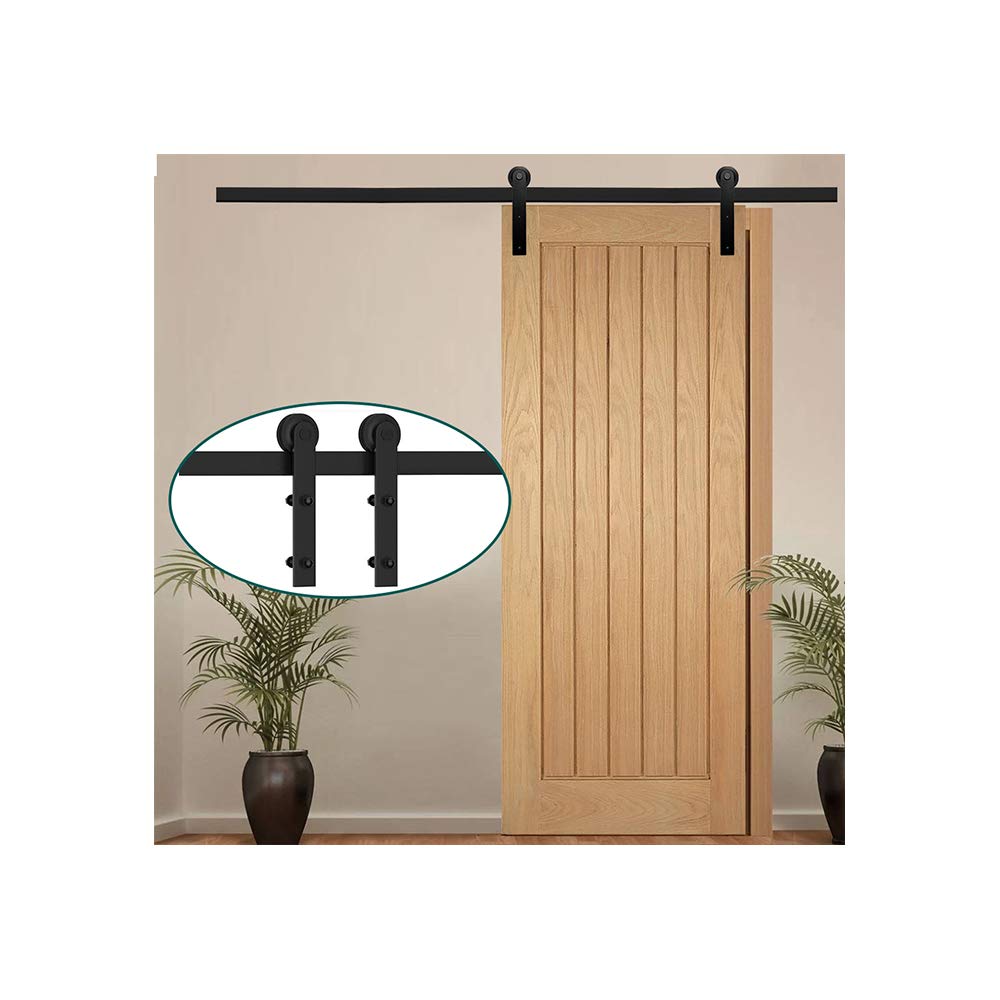 Haccer 6FT Sliding Barn Door Hardware Kit - Black Single Door Track System for Rustic Home & Office Use