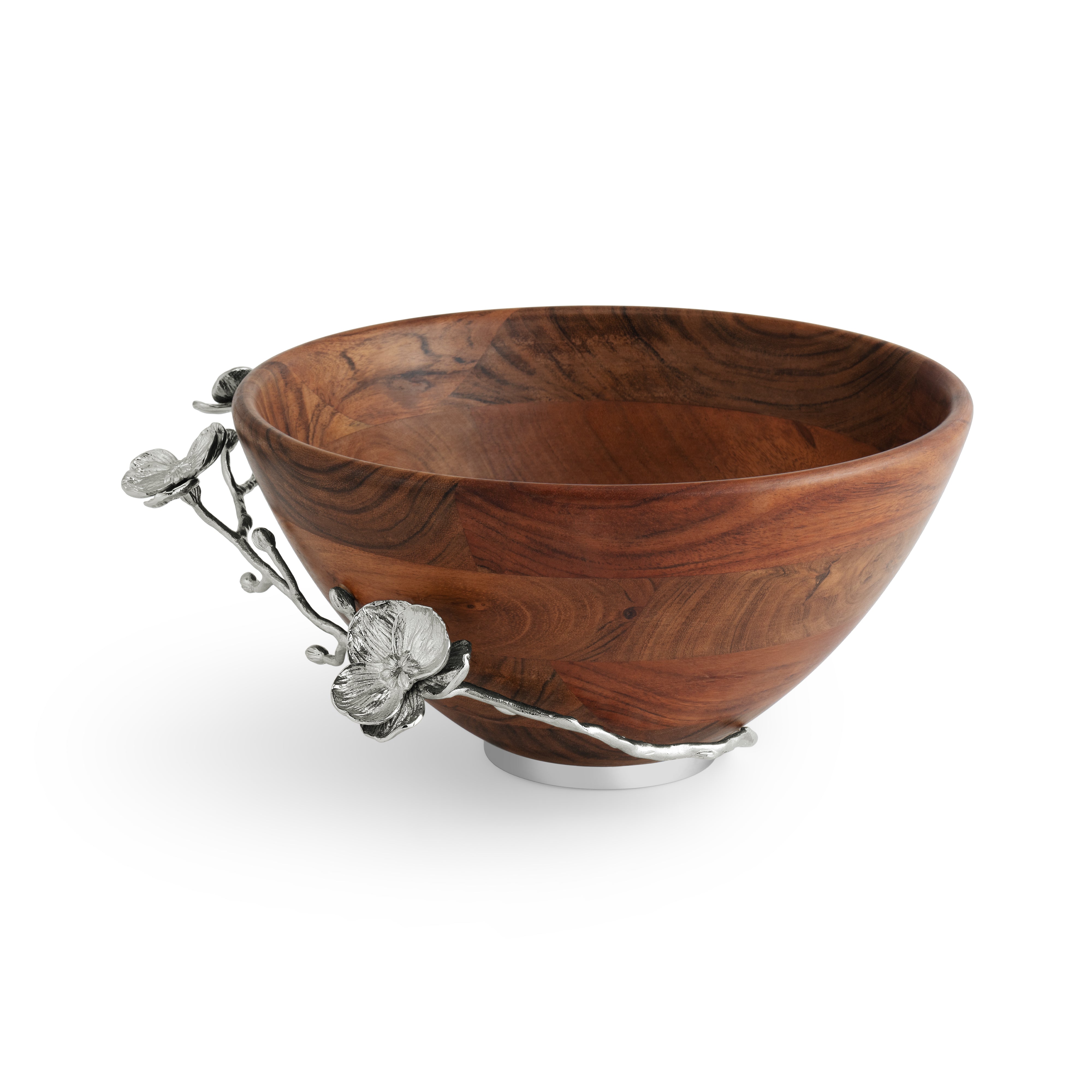 Premium White Orchid Wood Salad Bowl Set - Handcrafted Natural Wood Serving Bowl for Salads, Fruits, Nuts - Perfect for Dinner Parties, Picnics & Healthy Eating