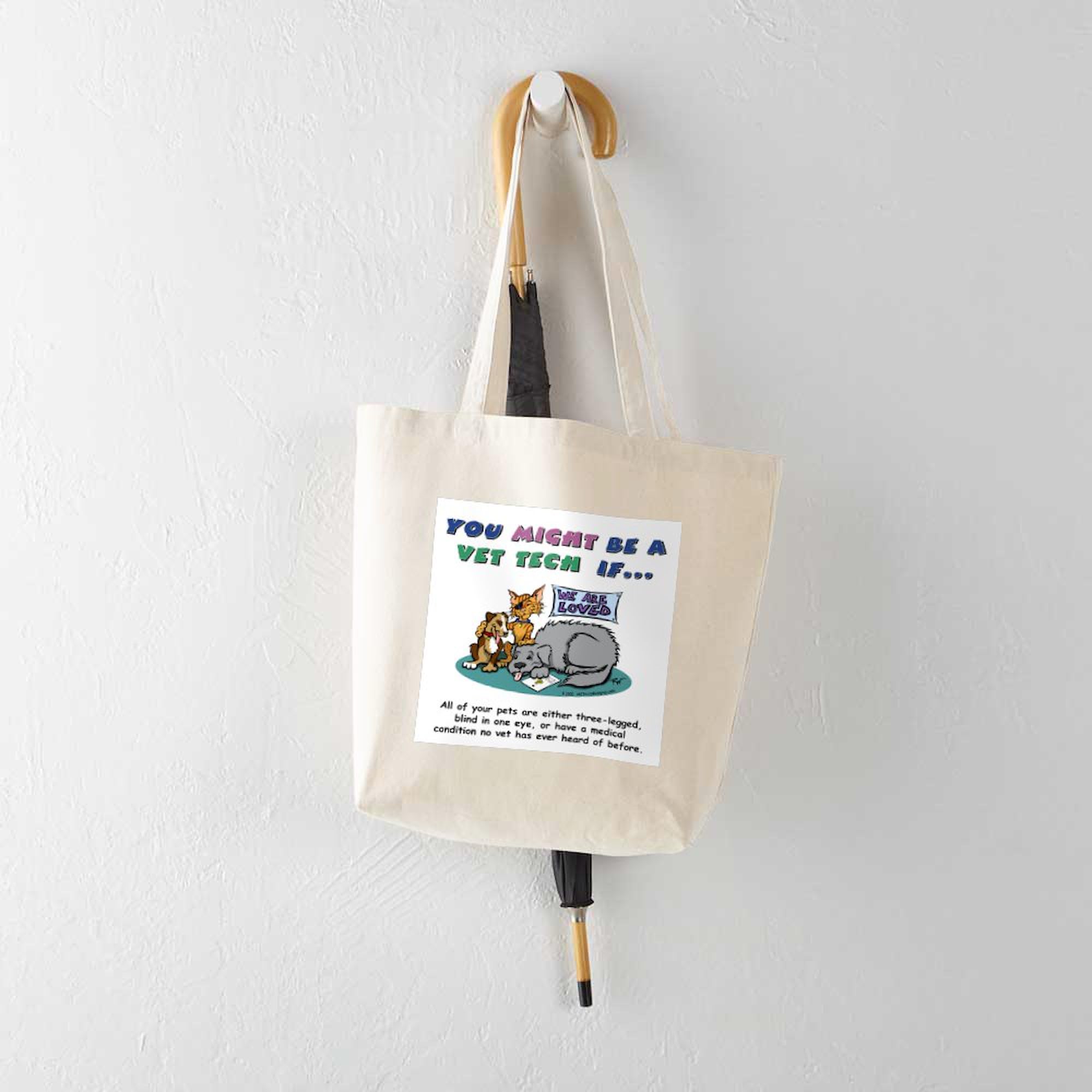 Vet Tech Tote Bag - Natural Canvas Reusable Shopping Bag for Veterinary Technicians | Durable & Eco-Friendly Grocery Bag for Work, School & Everyday Use