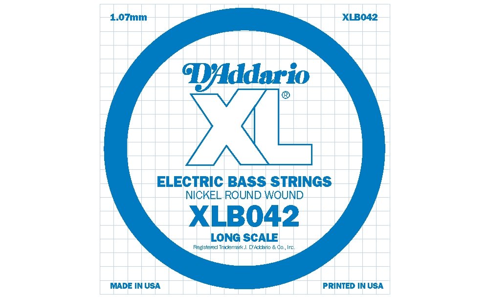 D'Addario XLB042 Nickel Wound Bass Guitar Single String - Long Scale .042 Gauge for Smooth Playability & Durability | Perfect for Rock, Jazz & Studio Recording