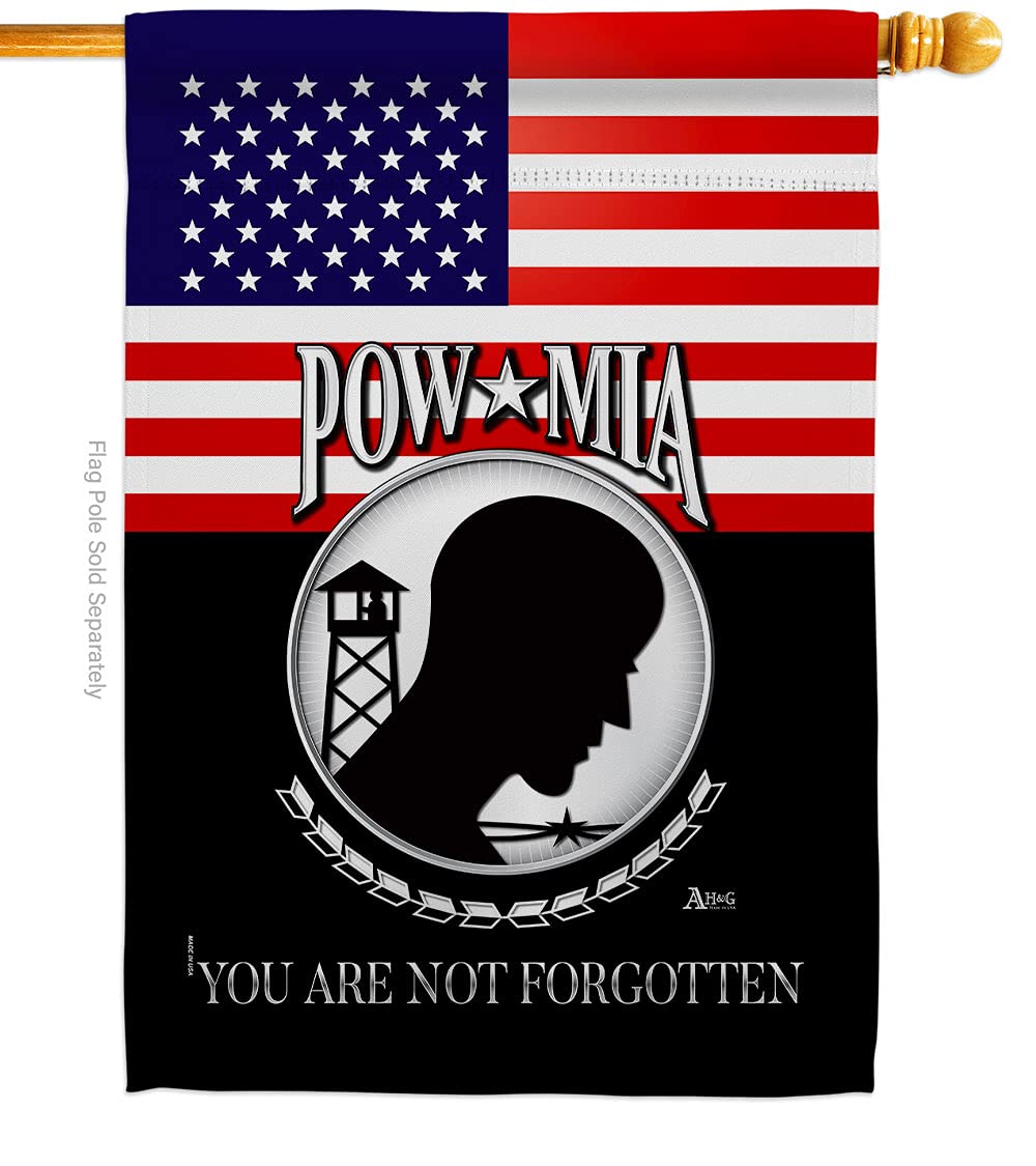 Americana Home & Garden H140626-BO 28x40 Inch Double-Sided US POW MIA House Flag - Patriotic Military Banner for Yard, Garden & Outdoor Decor - Perfect Gift for Veterans & Armed Forces Supporters