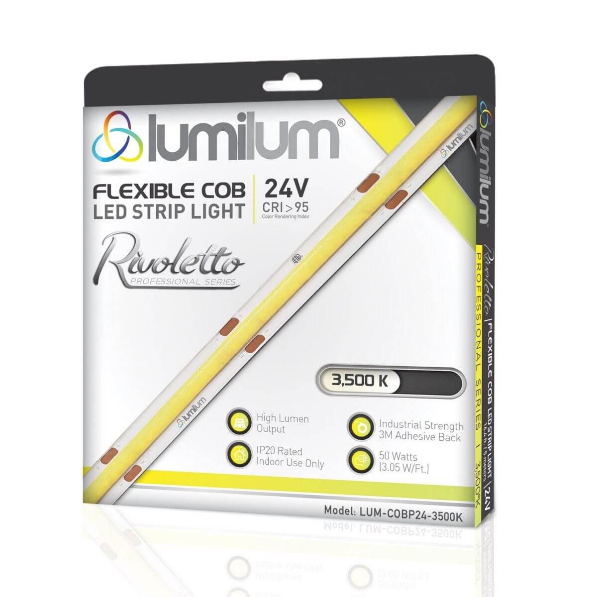 24V COB LED Strip Light 16.4ft/5m - Ultra Bright, Dotless Design, Adjustable White Tones (3000K-6000K) - Perfect for Home Decoration, Under Cabinet Lighting, and Commercial Display