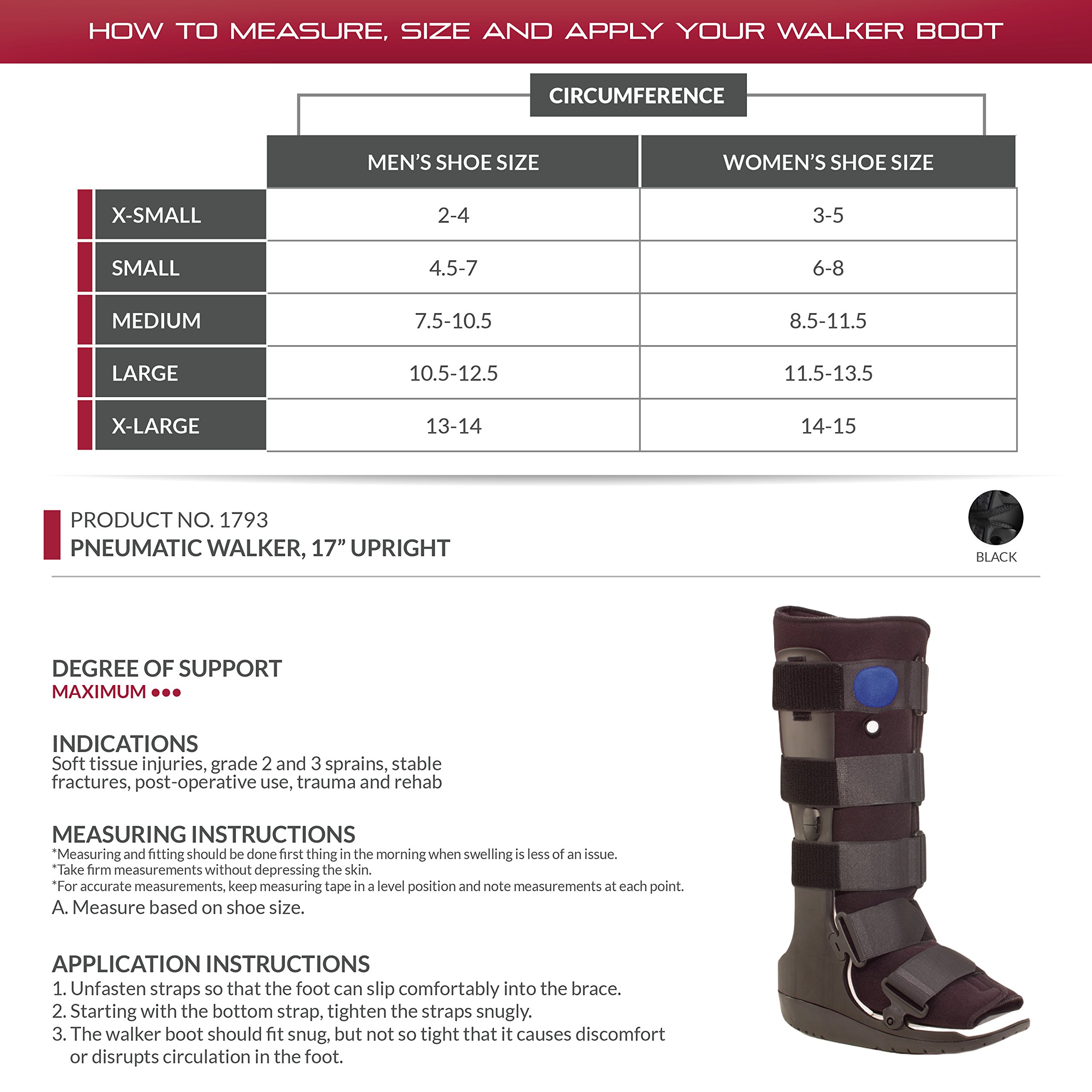 Premium OTC High Top Adjustable Air Cast Walker Boot for Ankle & Foot Injuries - Black, Deluxe Tall/X-Large - Ideal for Post-Surgery Recovery, Sprains & Fractures Support