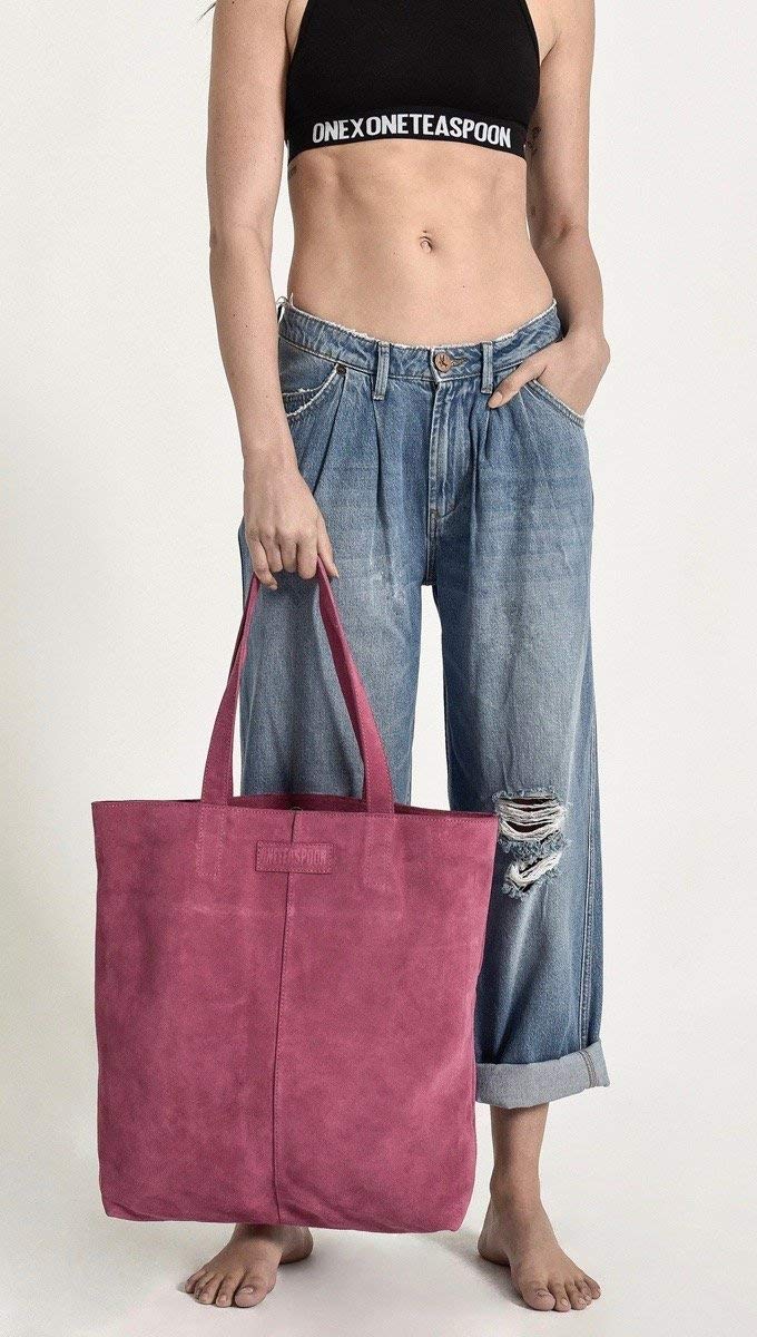 One Teaspoon Harlowe Suede Tote Bag - Hot Pink Crossbody Purse for Women | Stylish & Trendy Handbag for Work, Travel & Everyday Use
