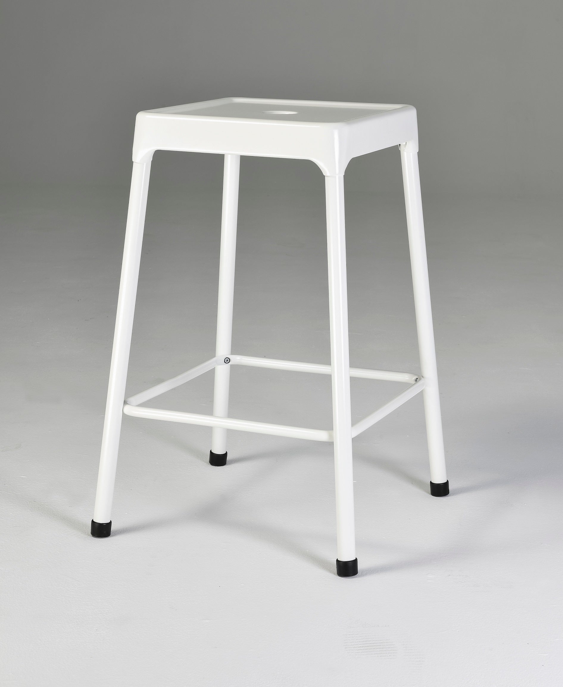 2-Pack White Powder Coated Metal Counter Stools for Kitchen Island, Bar, or Dining Room - Rustic Industrial Style Seating