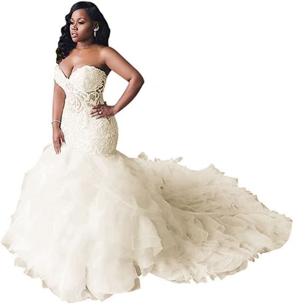 Elegant White Mermaid Wedding Dress with Sweetheart Neckline & Lace Details – Perfect for Brides, Beach & Church Ceremonies