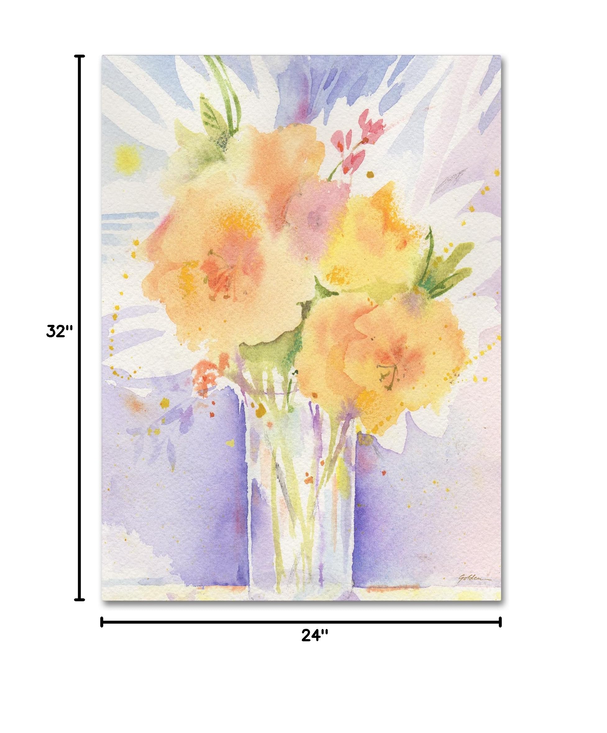 Trademark Fine Art Purple Vase Reflection by Sheila Gold - Ornate Framed Canvas Wall Art 24x32 Inch - Perfect for Living Room Decor, Bedroom Art & Office Wall Decor