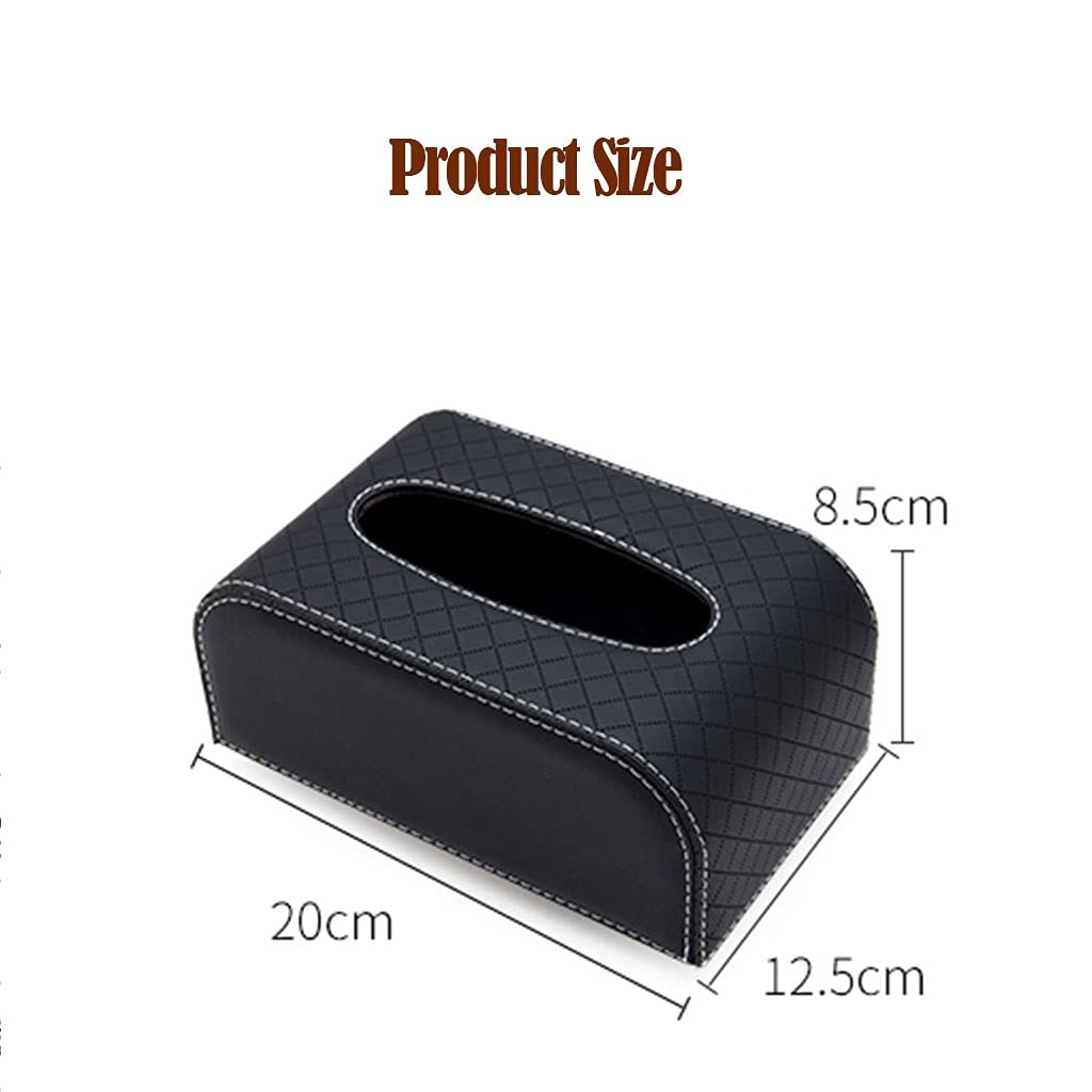Premium Leather Car Tissue Box Cover - Universal Dashboard & Seat Organizer for Cars, SUVs & Trucks - Multi-Use Auto Tissue Holder (Black) - Perfect for Road Trips, Commuting & Family Travel