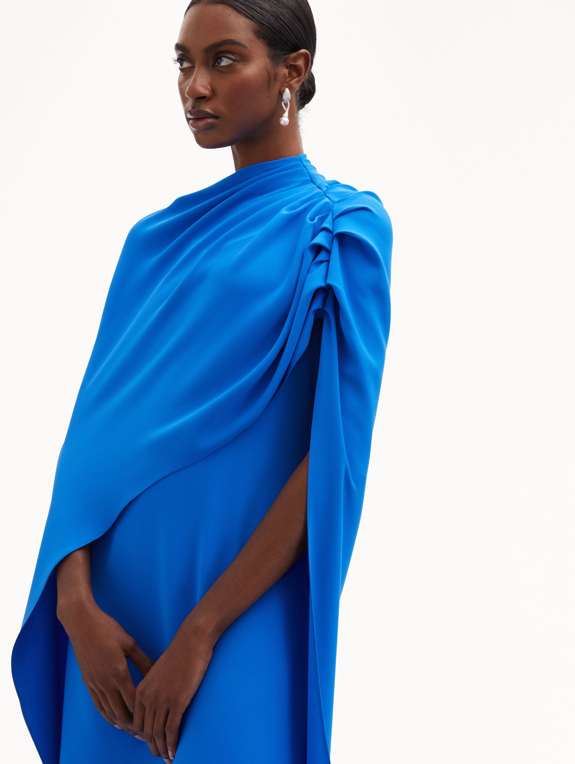 Elegant Draped Detail Georgette Caftan Dress for Women - Boho Chic Beach Cover Up, Summer Vacation Outfit & Poolside Lounge Wear