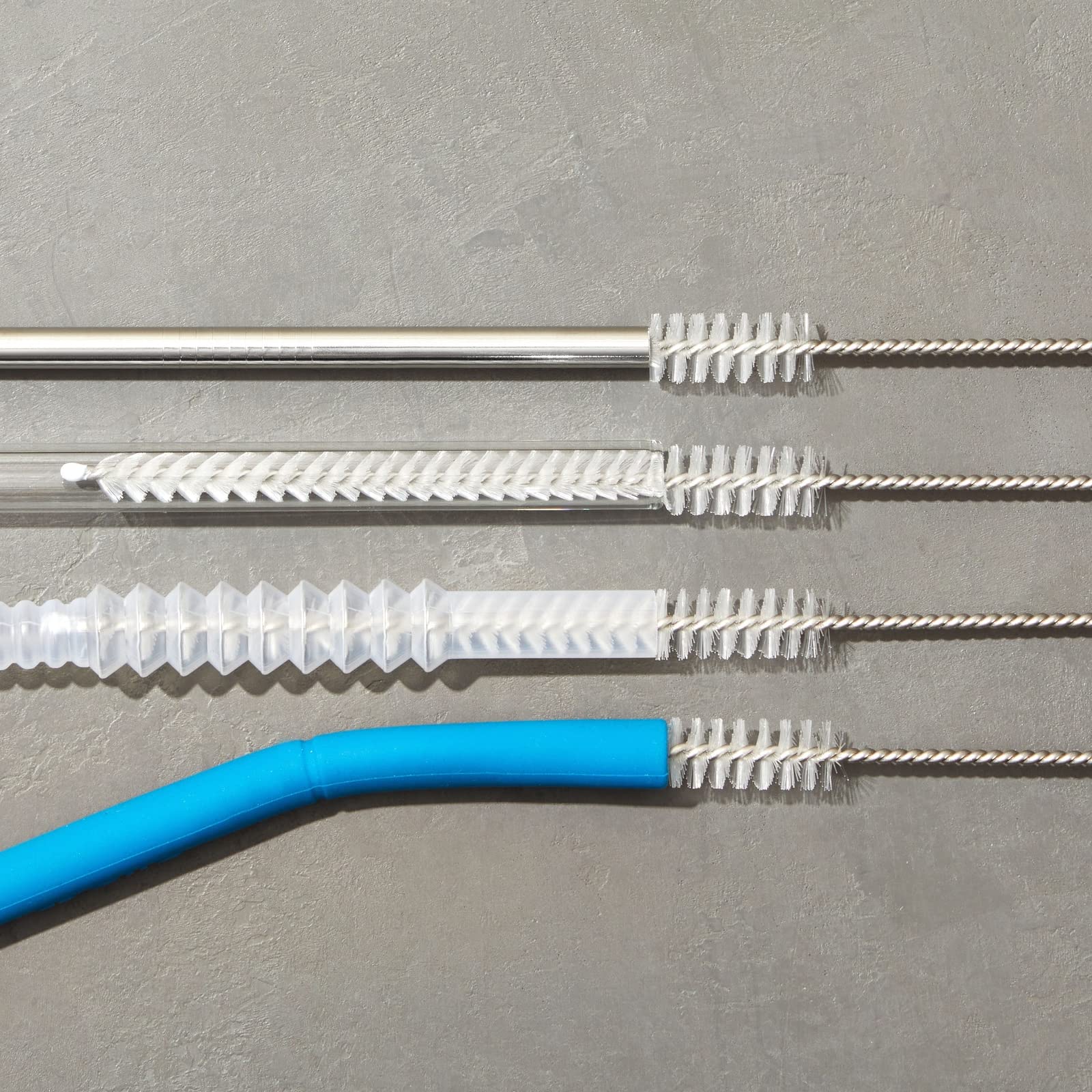 4-Pack Extra Long Stainless Steel Straw Cleaner Brush - 12