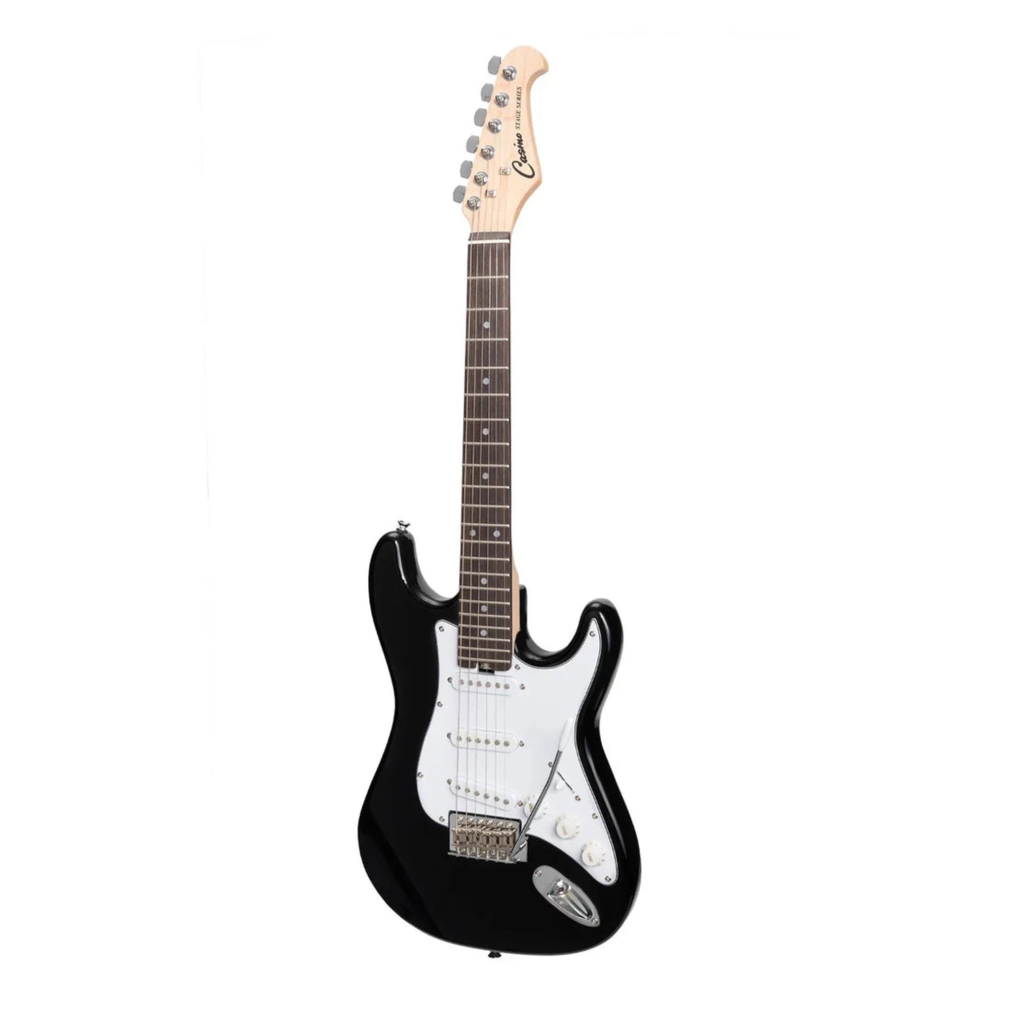 Casino ST Style 3/4 Short Scale Electric Guitar in Black - Perfect for Beginners, Travel & Small Hands Musicians