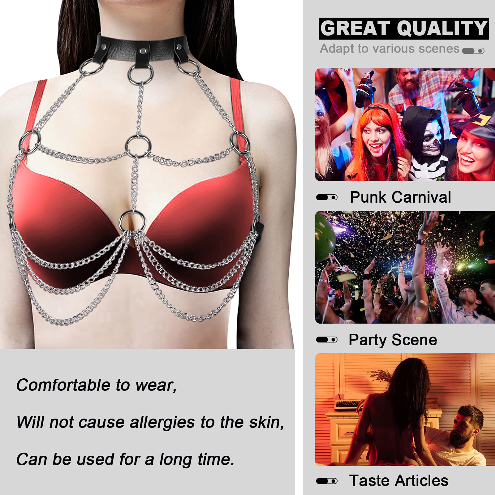 Punk Waist Cage Body Chain Leather Harness - Gothic Body Jewelry Accessories for Women & Girls - Perfect for Rave, Festival, and BDSM Fashion