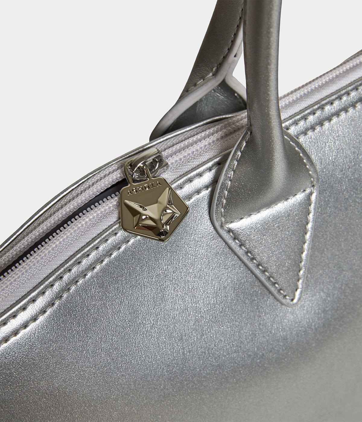 Jolly Apple Skin Vegan Leather Tote Bag - Silver | Eco-Friendly Fashion Accessory for Work, Travel & Everyday Use