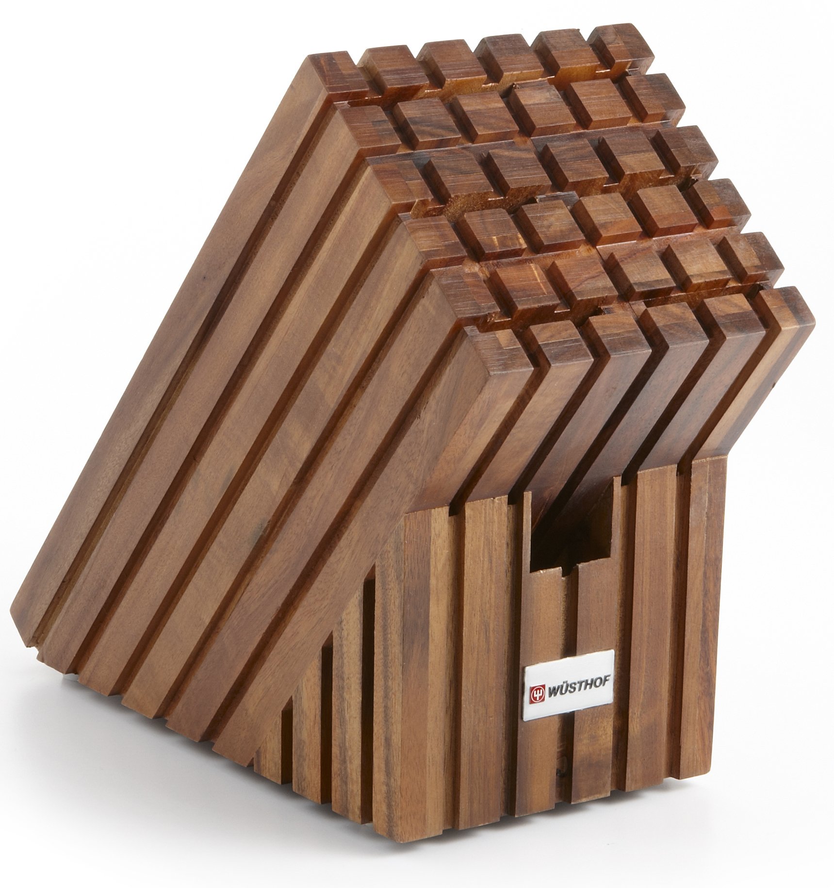 Premium 7-Slot Waffle Knife Block - Sturdy Wooden Knife Organizer for Kitchen Counter - Perfect for Chefs & Home Cooks (Great for Meal Prep, Cooking, and Kitchen Organization)