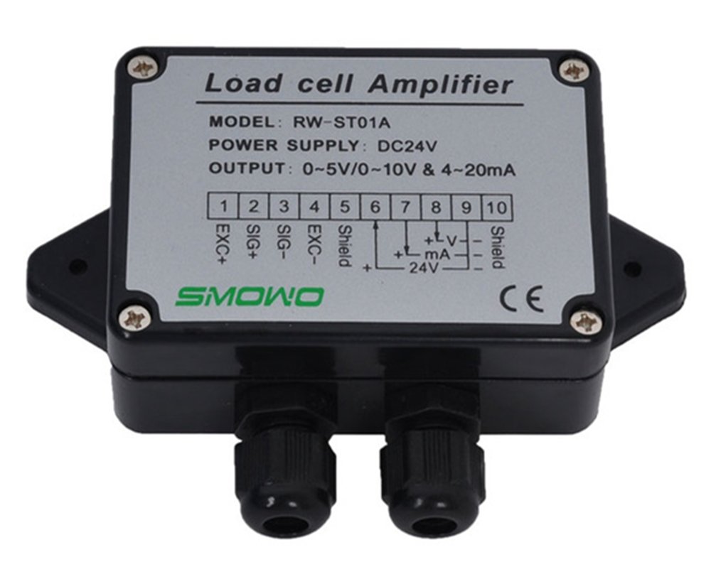 CGOLDENWALL RW-ST01A Load Cell Sensor Amplifier with Dual Signal Output (0-10V & 4-20mA / 0-5V & 4-20mA) - Strain Gauge Transmitter for Industrial Weighing Systems, Laboratory Equipment & Process Control Applications