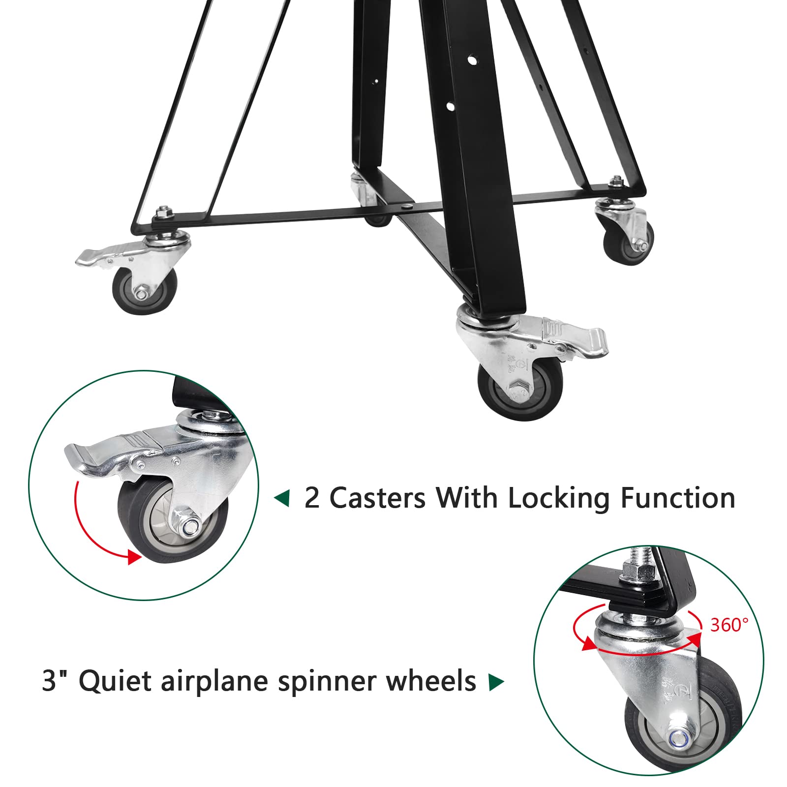XLarge Big Green Egg Nest – Heavy Duty Rolling Grill Stand with Locking Caster Wheels for BGE & Kamado Joe Smokers | Powder Coated Steel Accessories | Perfect for Outdoor BBQ, Backyard Grilling & Patio Cooking