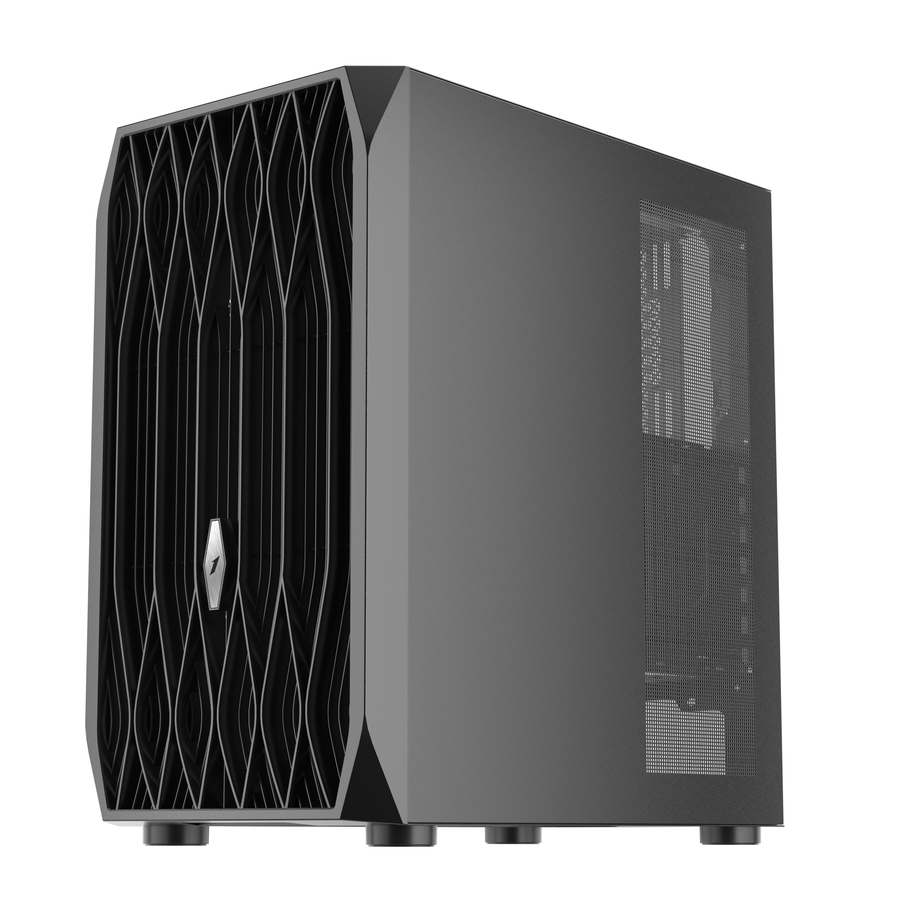 1st Player AY7 ATX/M-ATX/ITX PC Gaming Case - Mid Tower Computer Case with Tempered Glass Side Panel, RGB Fans, Excellent Airflow for Gaming PC Build (Black) - Perfect for Home & Office Gaming Setups, Streaming & Workstations