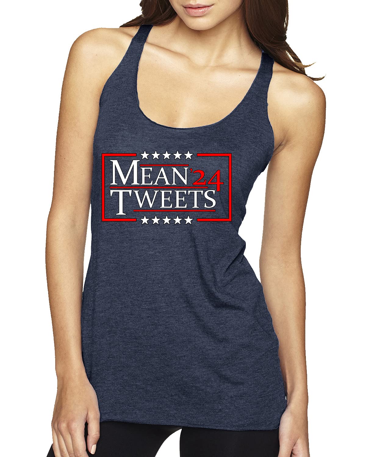 2024 MAGA Mean Tweets Political Tri-Blend Racerback Tank Top - Comfortable & Stylish for Rallies, Protests & Patriotic Events