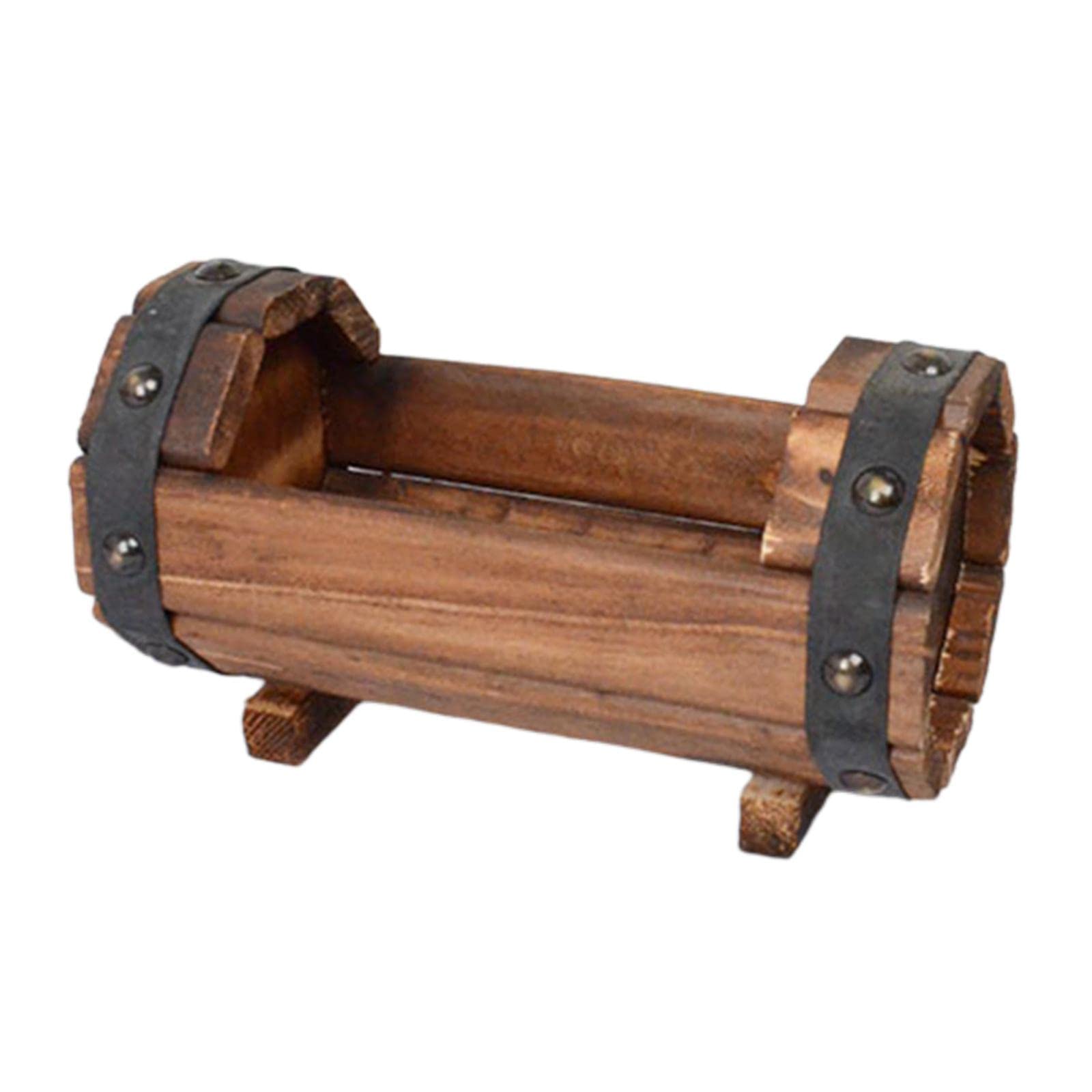 Rustic Wooden Flower Pot for Succulents - Small Indoor Farmhouse Planter with Drainage Holes - Perfect for Backyard, Wedding, Patio & Garden Decor - Great as Photo Props and Home Décor (Size S)