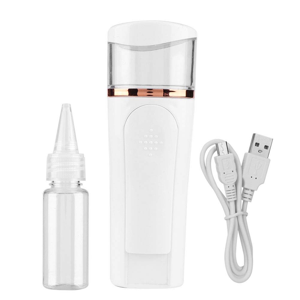Portable Nano Facial Humidifier - 40ml Refillable Water Mister, Face Vaporizer & Steamer for Deep Moisturizing - Mini Travel-Friendly Face Sprayer (White) | Perfect for Dry Skin Care, Office, Travel & Home Spa Use