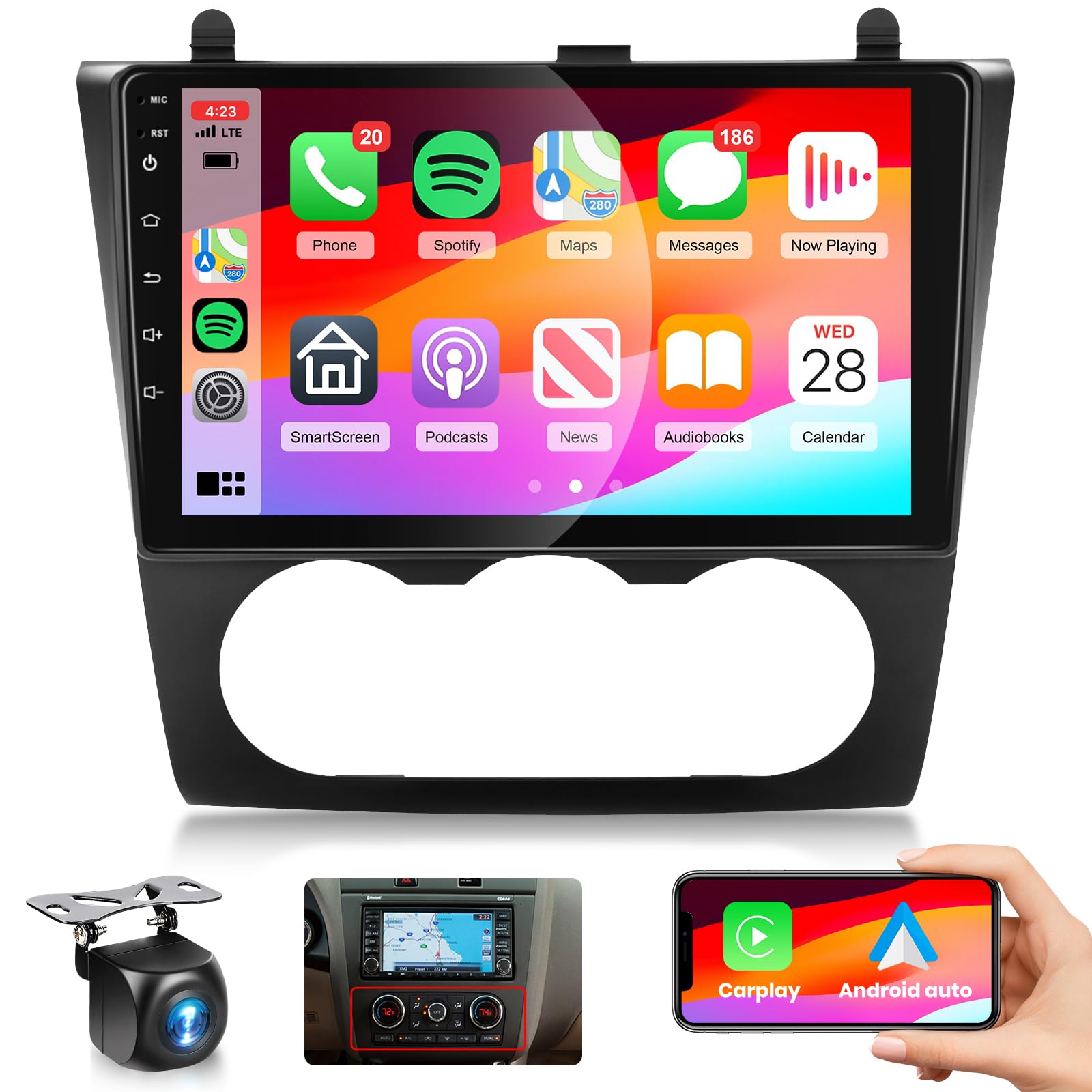 2008-2012 Nissan Altima Car Stereo with Wireless Apple CarPlay & Android Auto - 9