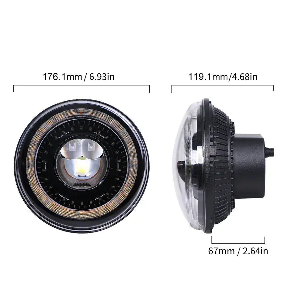 LOYO 7 Inch Dragon Eye LED Headlights - RHD Compatible with Jeep Wrangler JK JKU TJ LJ, Chevy, Ford, GMC & More | High-Performance Off-Road Lighting for Night Driving & Adventure