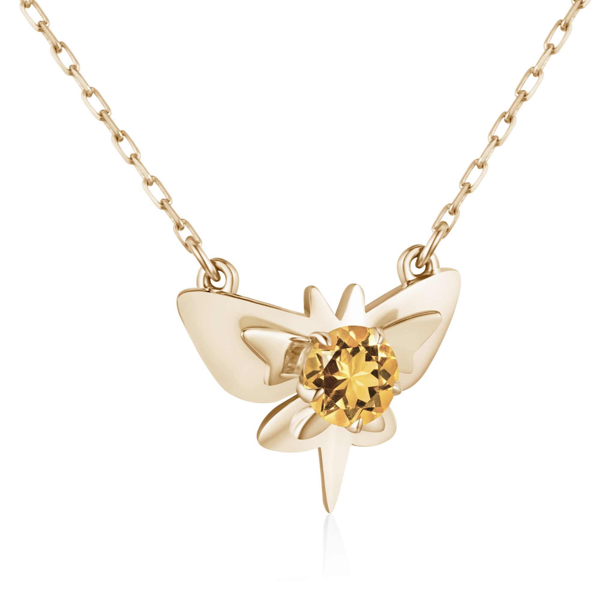 Elegant Butterfly Citrine Necklace - Dainty Layering Gold Pendant - November Birthstone Jewelry - Minimalist Yellow Sapphire Charm for Women - Perfect for Layering, Everyday Wear & Special Occasions
