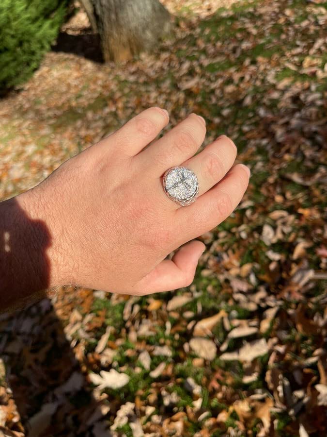 1ct Moissanite Ring for Men - 925 Sterling Silver Jesus Cross Ring - Hip Hop Iced Jesus Pinky Ring - GRA Certified Religious Jewelry - Perfect for Gifts, Weddings & Everyday Wear