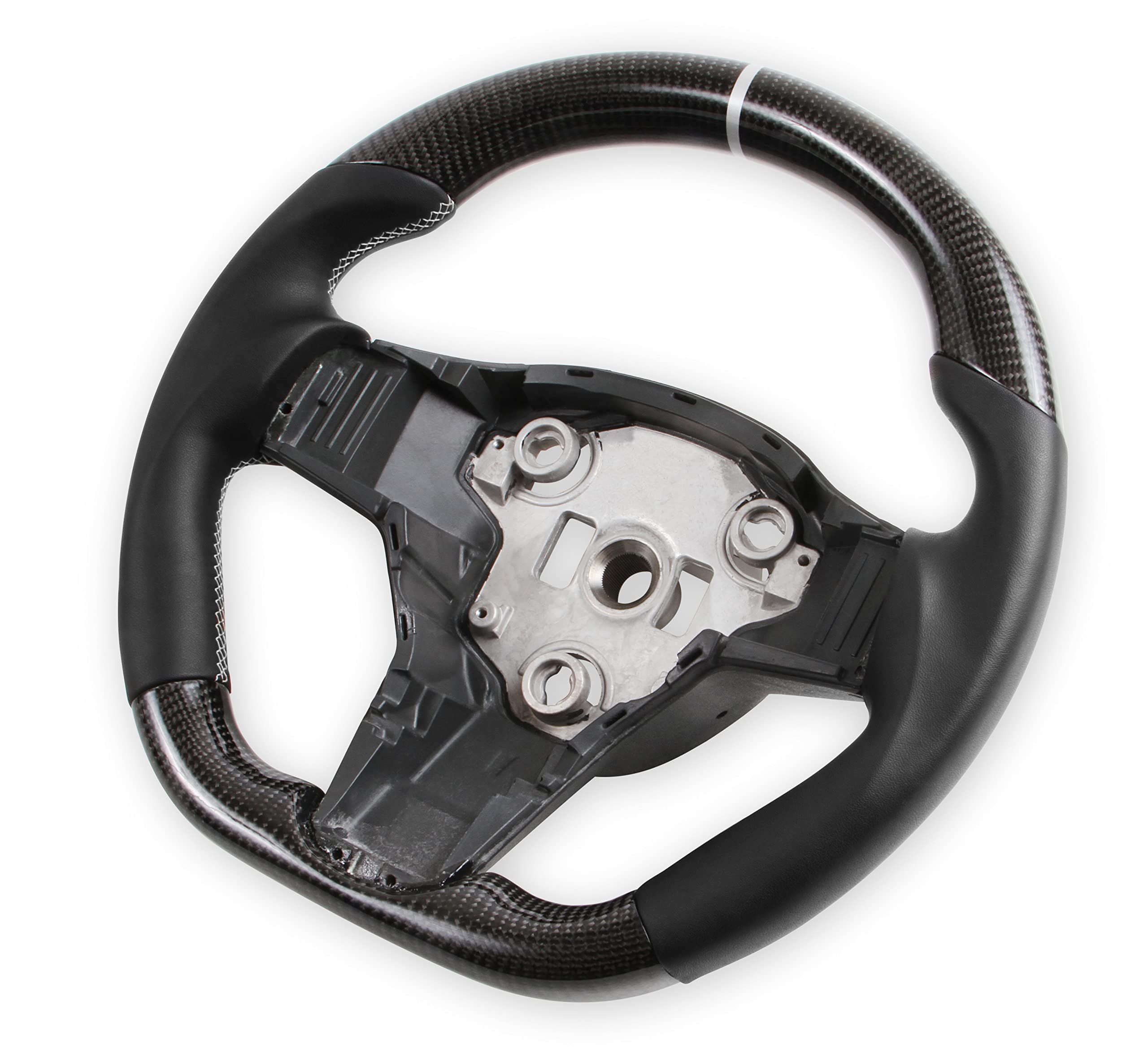 Rekudo RK950-01 Carbon Fiber Steering Wheel with Leather Grips - Premium Racing Style for Sports Cars & Gaming Simulators