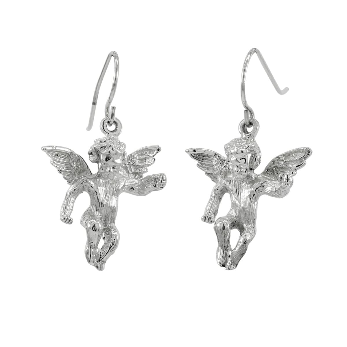 925 Sterling Silver Cherub Angel Earrings with French Wire Hooks - Dainty Winged Charm Stud Earrings for Women - Perfect Gift for Christmas, Birthday & Special Occasions